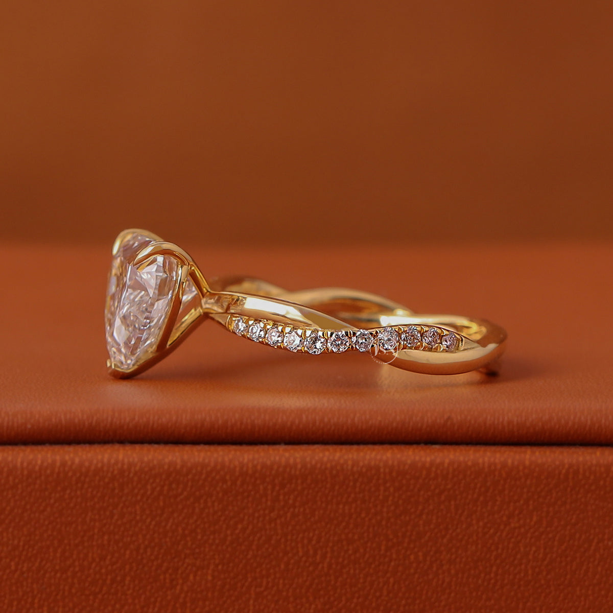 1 to 5 Carat Heart Cut Lab Grown Diamond Twisted Pave Engagement Ring 18k Solid Gold