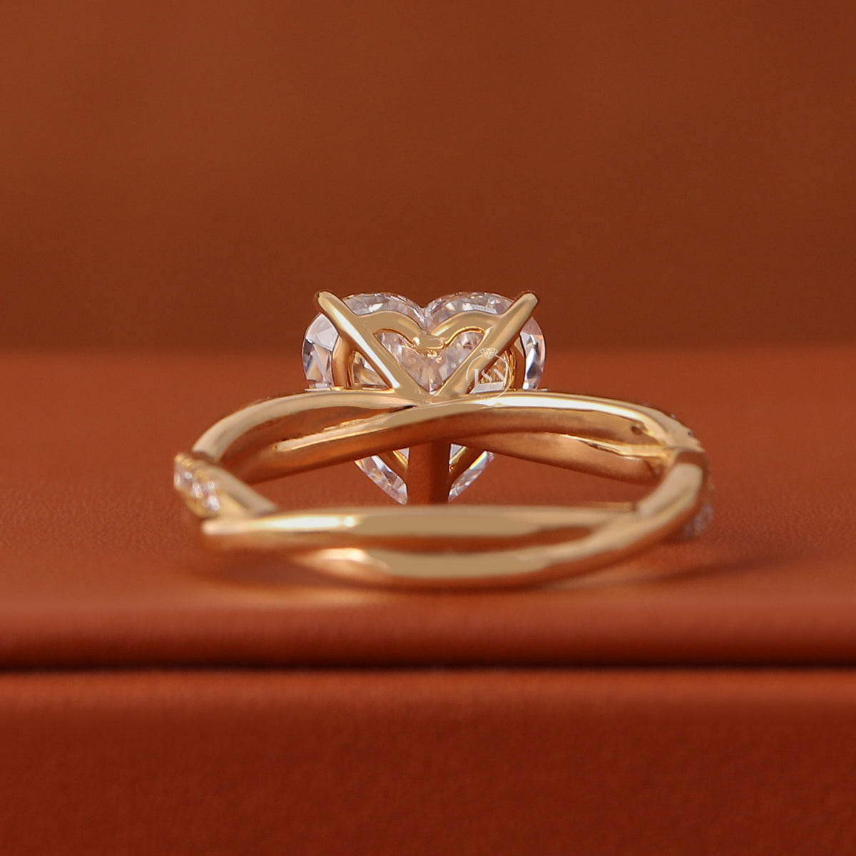 1 to 5 Carat Heart Cut Lab Grown Diamond Twisted Pave Engagement Ring 18k Solid Gold