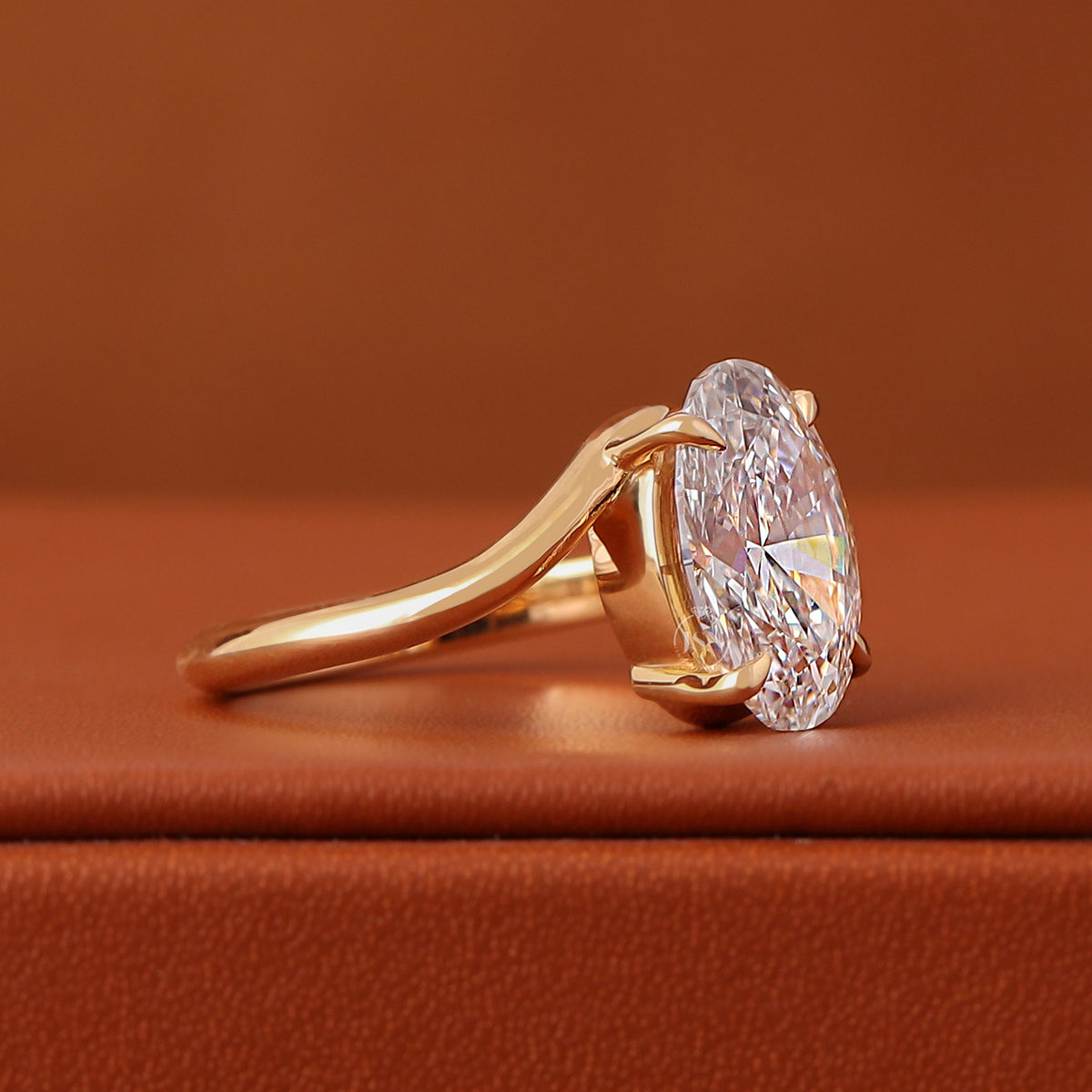 1, 2, 3, 4, 5 CT Oval Cut Lab Grown Diamond Bypass Solitaire Engagement Ring 18k Gold IGI Certified