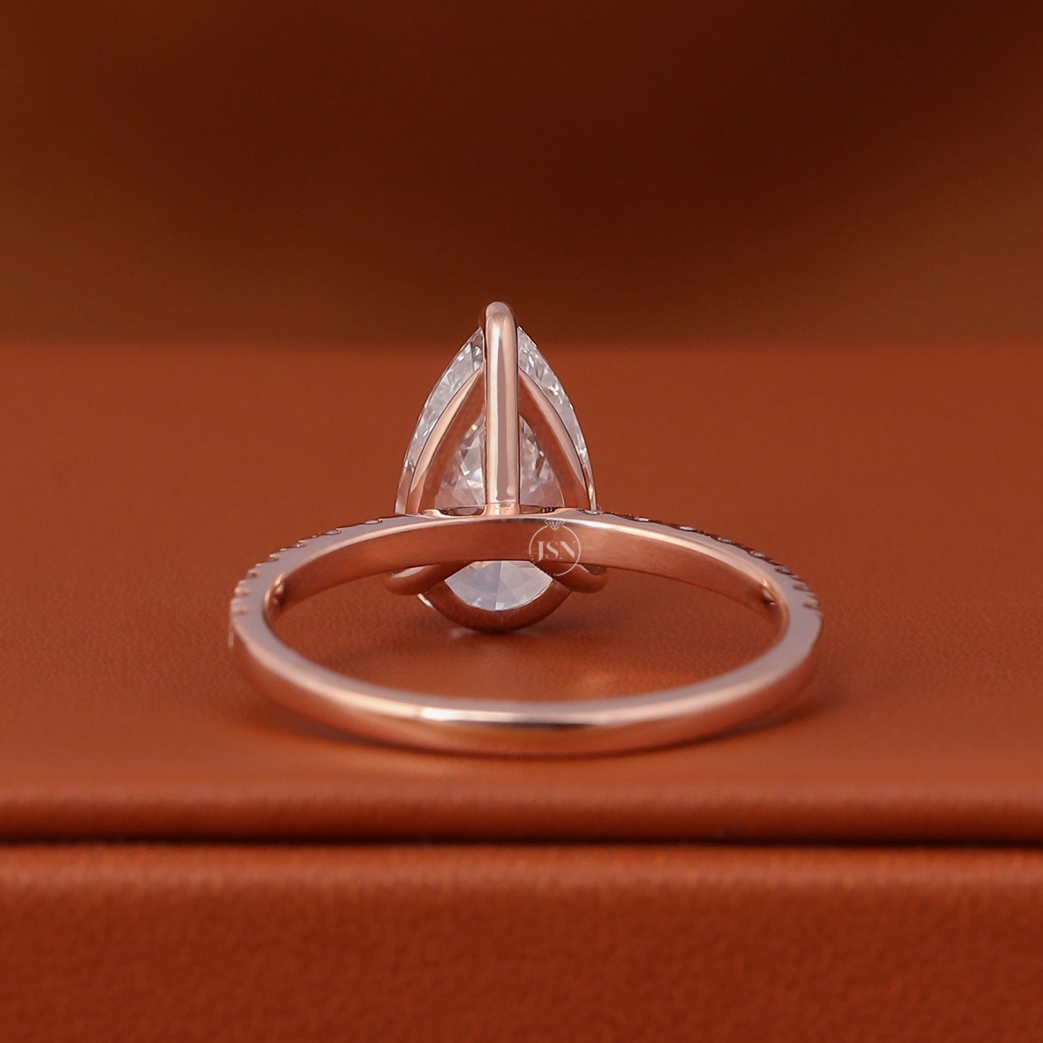 IGI Certified Pear Cut Lab Grown Diamond Engagement Ring 14k Solid Gold Pave Band
