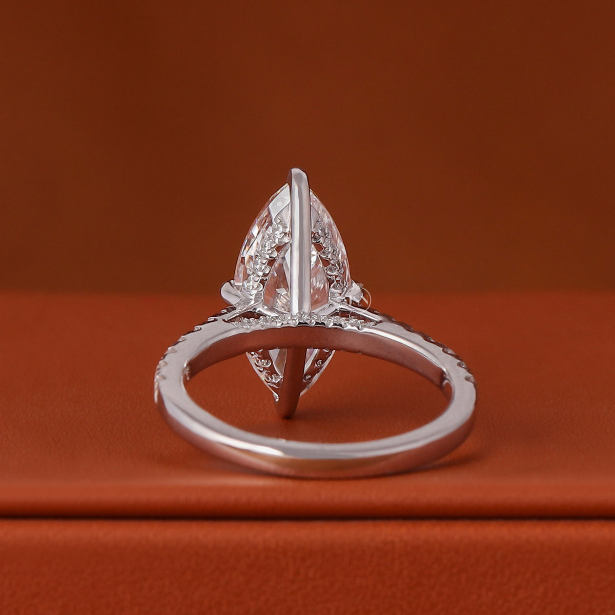 1, 2, 3, 4, 5 Carat Marquise Cut Lab Grown Diamond Engagement Ring Cathedral Shank Hidden Halo Pave Setting