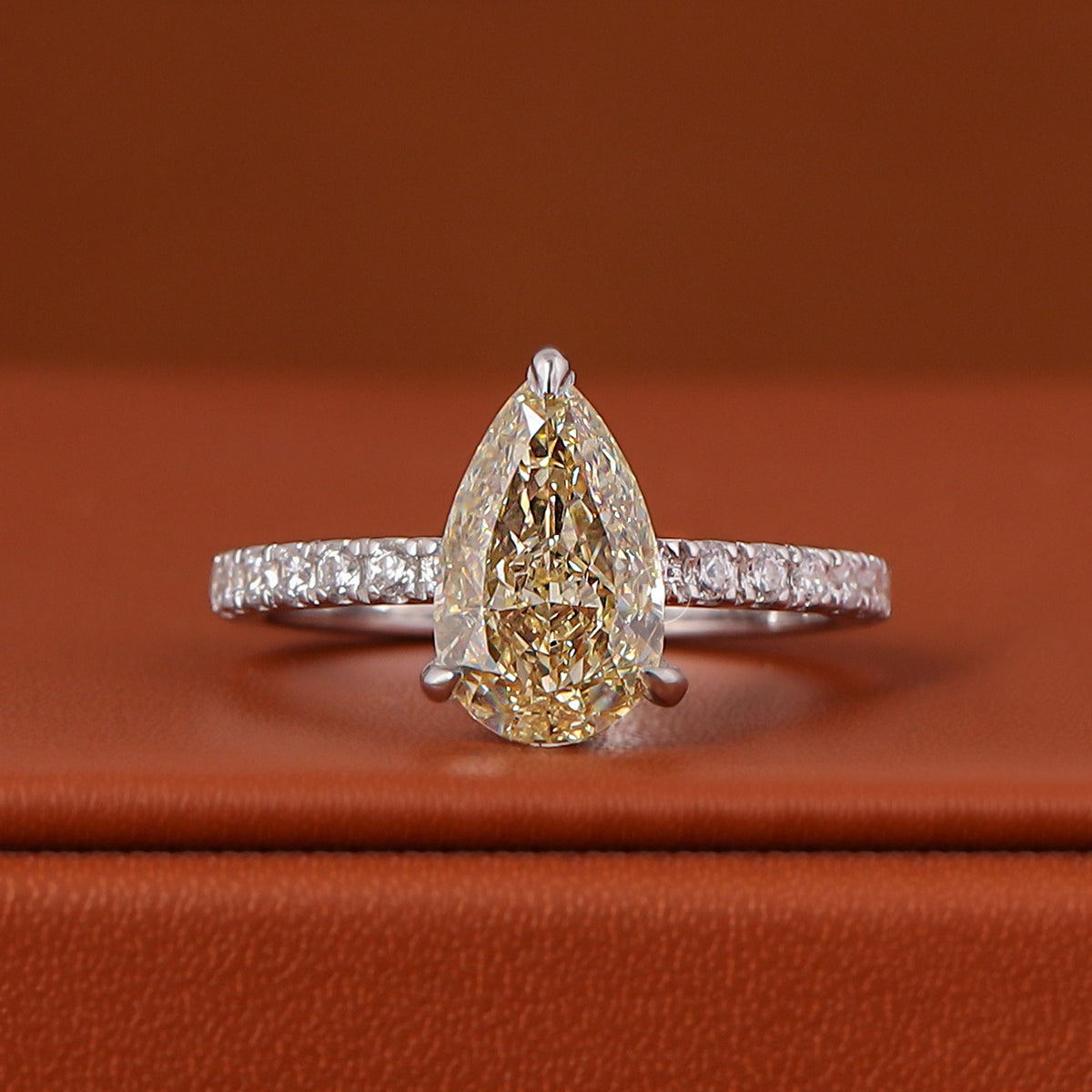 1 to 5 Carat Pear Cut Yellow Lab Grown Diamond Engagement Ring White Gold IGI Certified