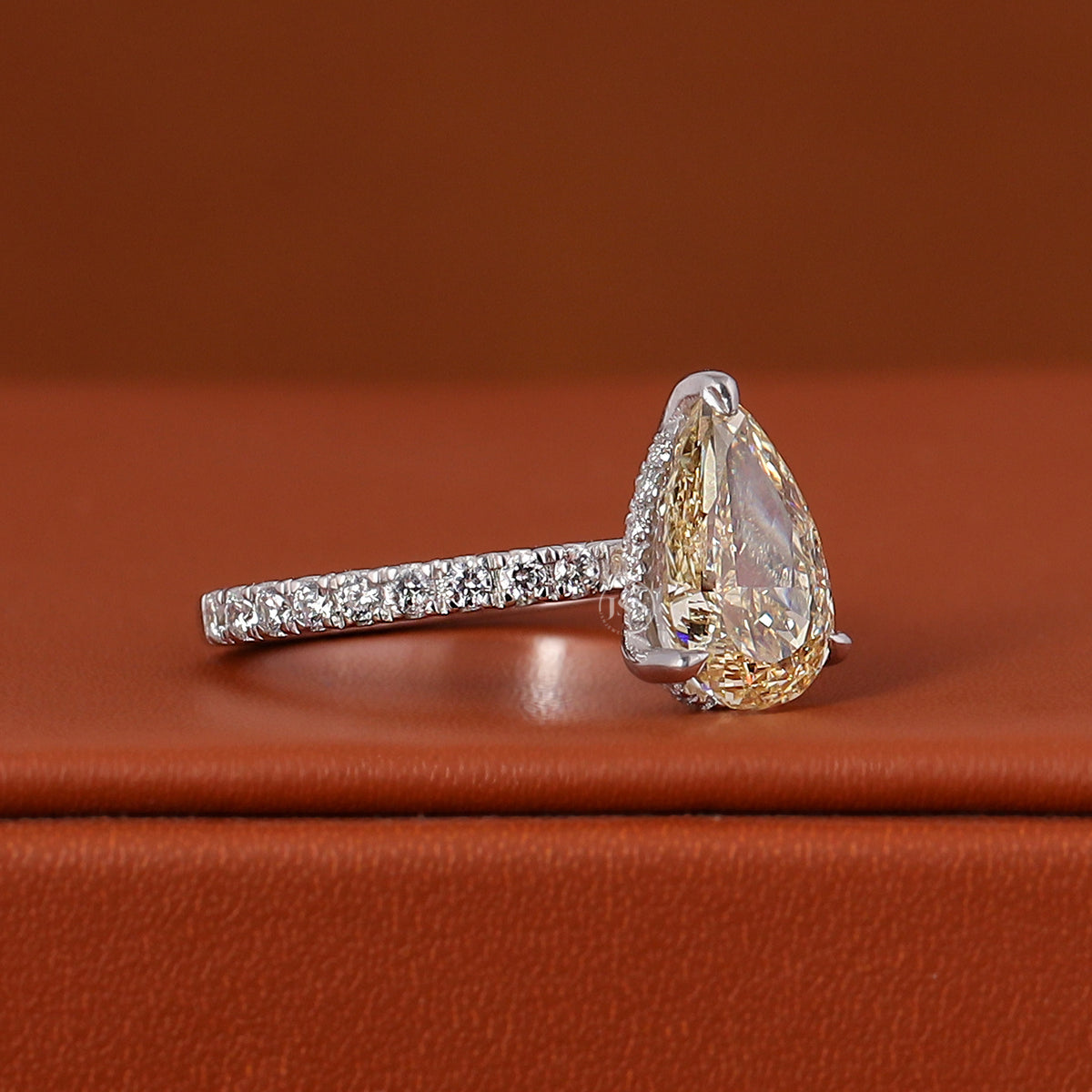 1 to 5 Carat Pear Cut Yellow Lab Grown Diamond Engagement Ring White Gold IGI Certified