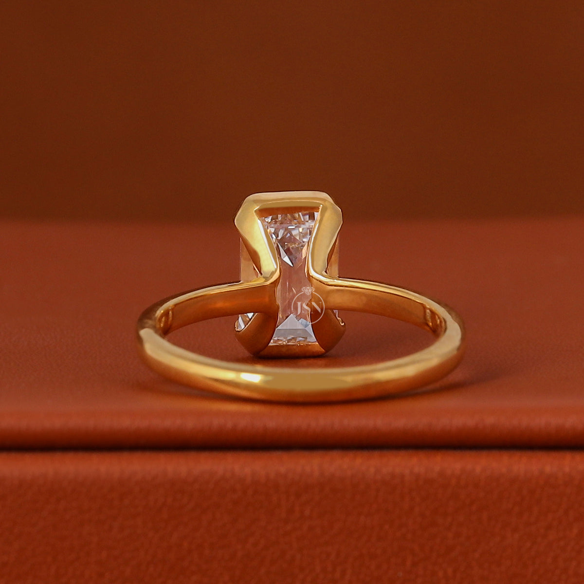 1, 2, 3, 4, 5 CT Emerald Cut Lab Grown Diamond Engagement Ring Half Bezel Solitaire IGI Certified