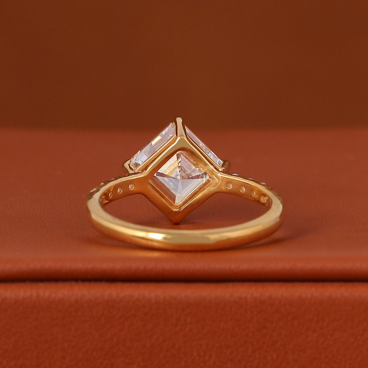 1 to 5 Carat Asscher Cut Lab Grown Diamond Engagement Ring IGI Certified Pave Setting 18k Gold