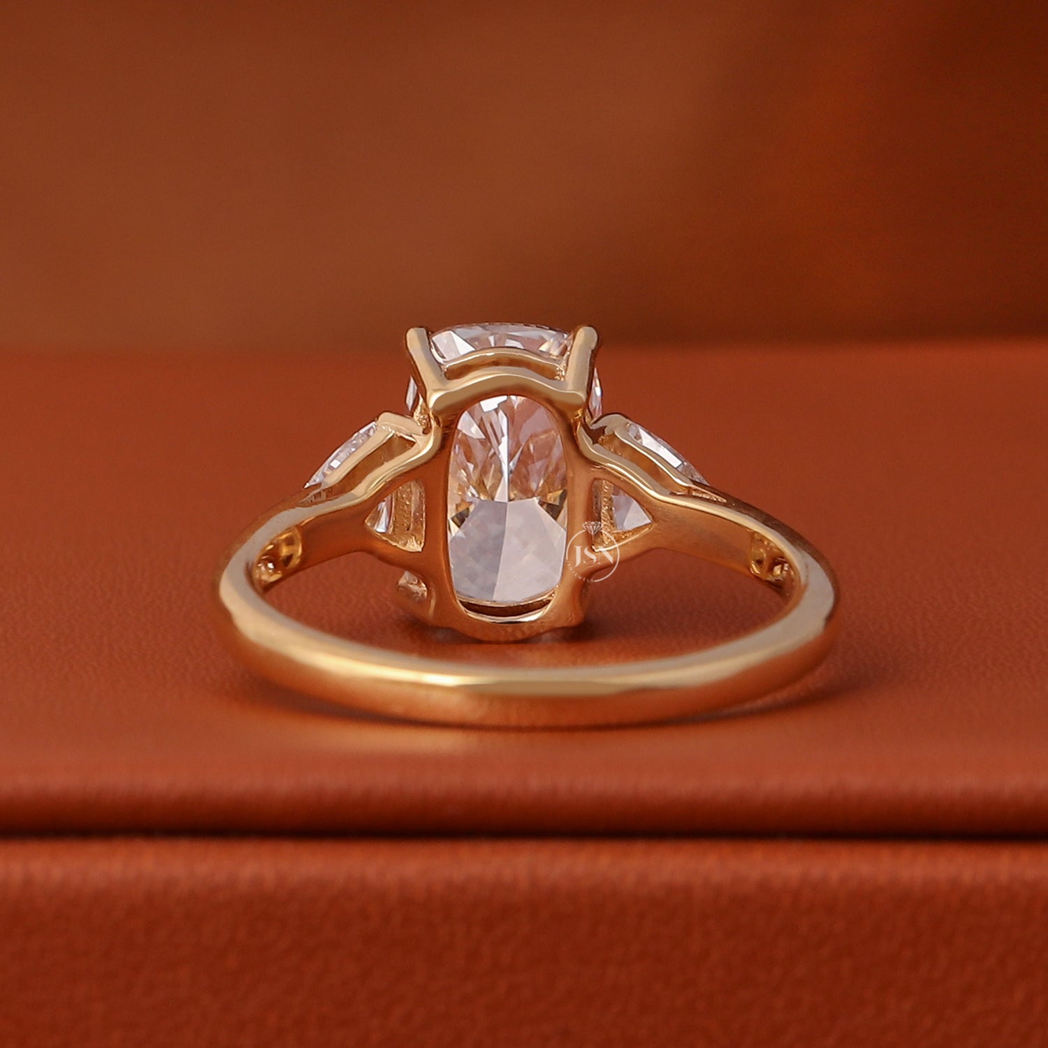 Elongated Cushion Cut Lab Grown Trillion Sides Diamond Engagement Ring Three Stone (IGI Certified)