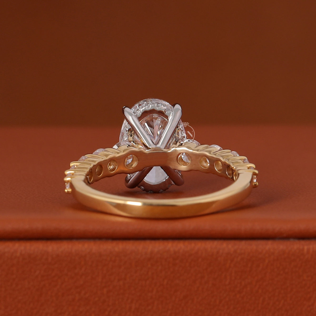 1, 2, 3, 4, 5 Carat Oval Cut Lab Grown Diamond Hidden Halo Pave Engagement Ring IGI Certified