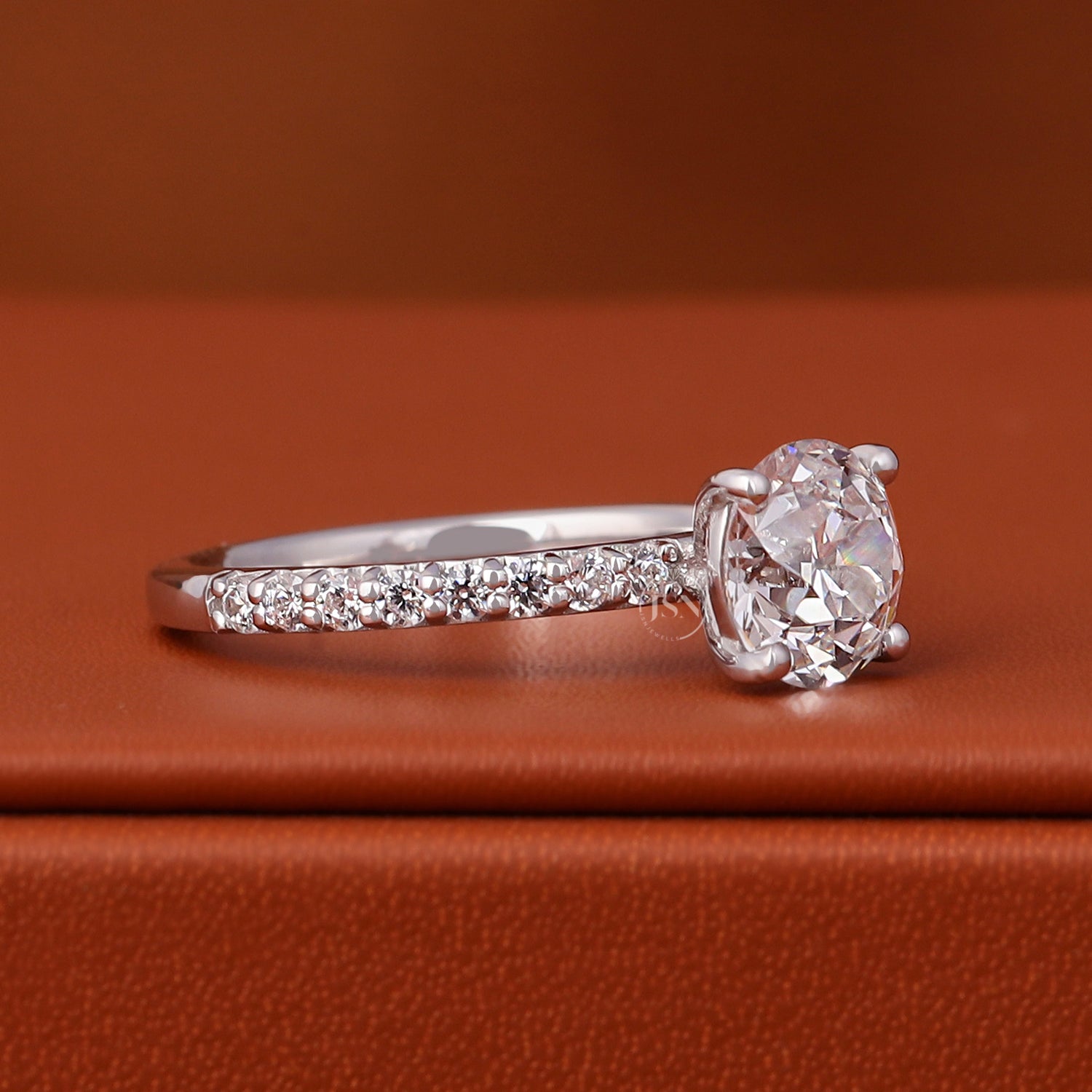 2 CT Round Old European Cut Lab Diamond Pave Engagement Ring IGI Certified 14k Gold