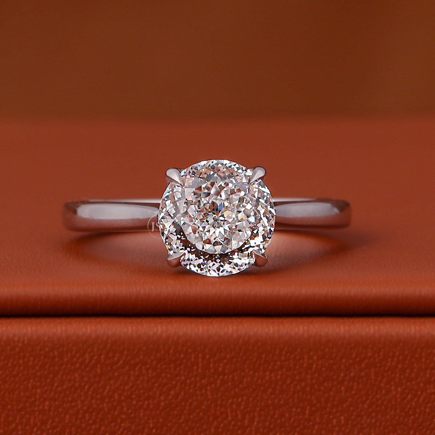 Portuguese Cut Lab Grown Diamond Solitaire Engagement Ring 14k White Gold IGI Certified