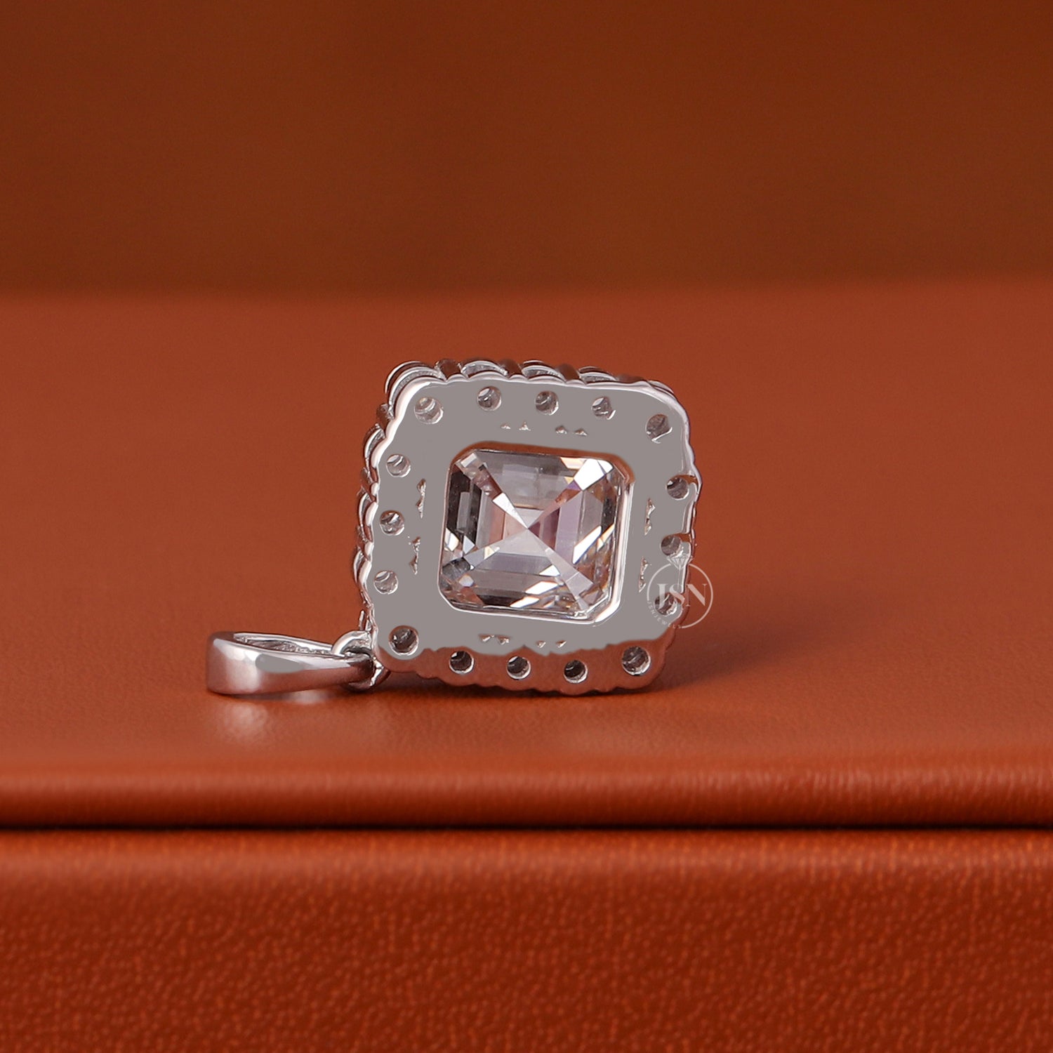 2 Carat Asscher Cut Lab Diamond Pendant 14k White Gold Halo IGI Certified