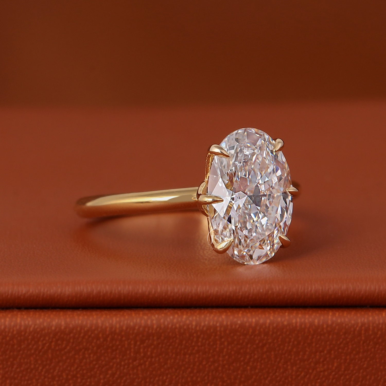 Oval Cut Lab Grown Diamond Solitaire Engagement Ring 14K Solid Gold IGI Certified