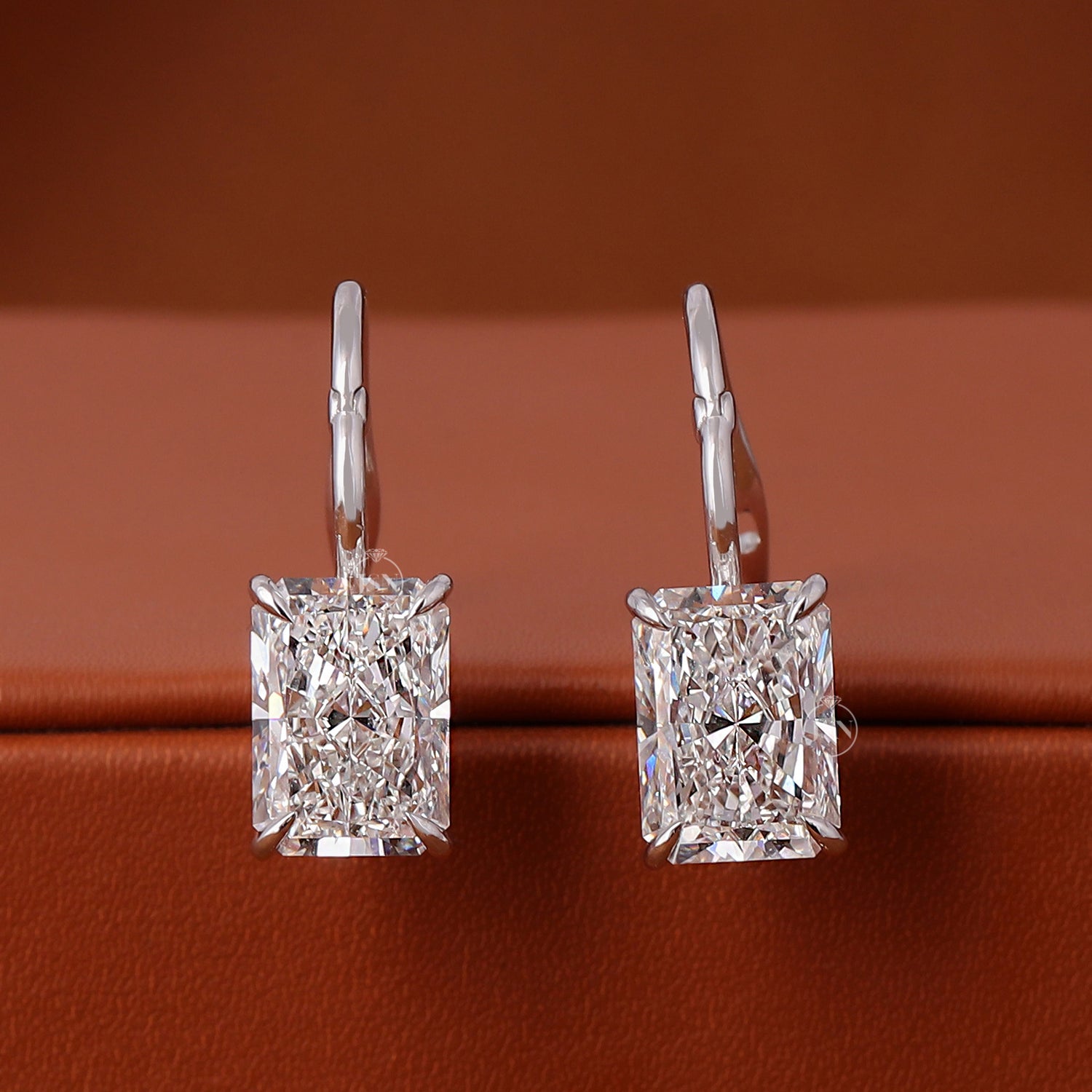 Radiant Lab Grown Diamond Drop Earring 14K White Gold Solitaire Elegant Bridal Jewelry