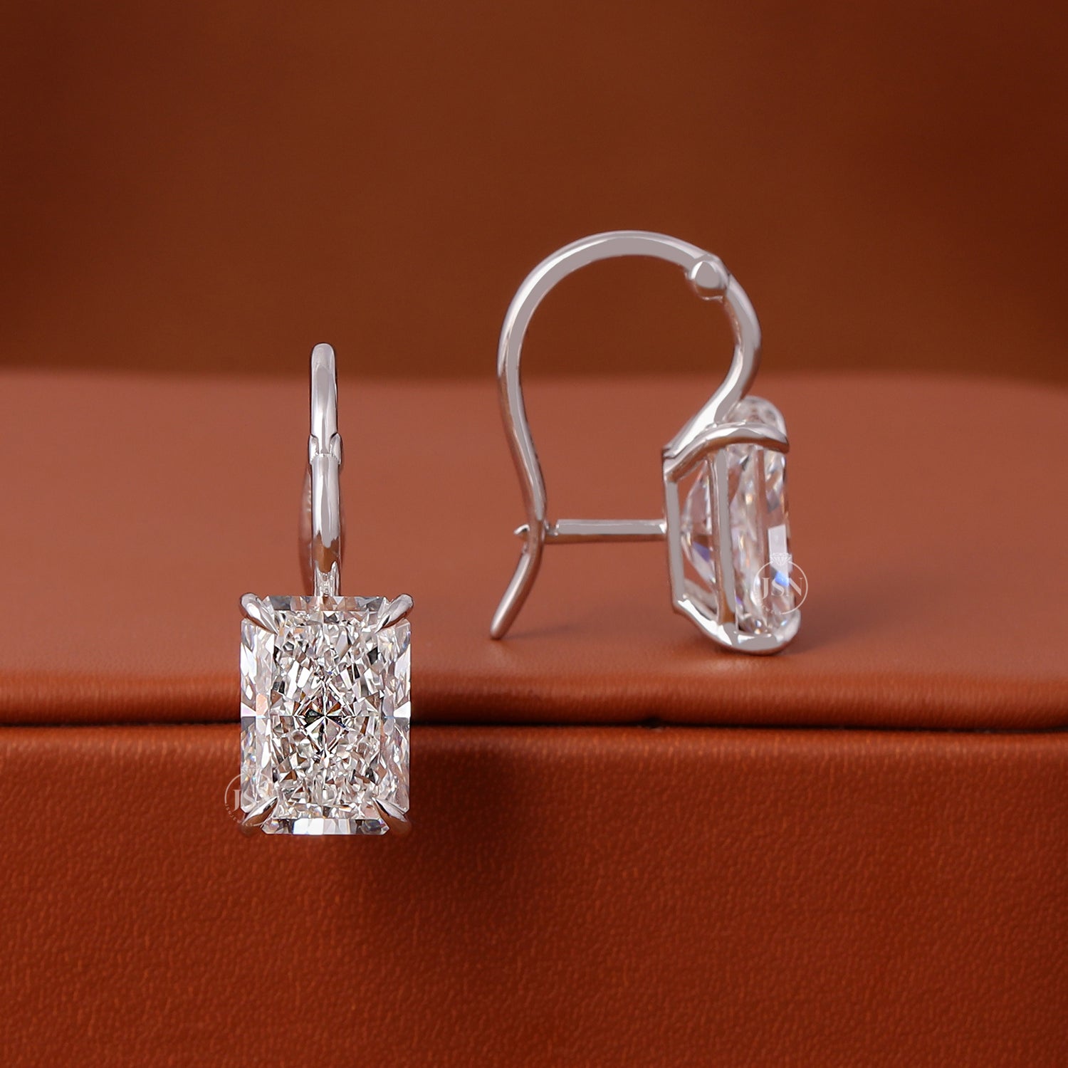 Radiant Lab Grown Diamond Drop Earring 14K White Gold Solitaire Elegant Bridal Jewelry