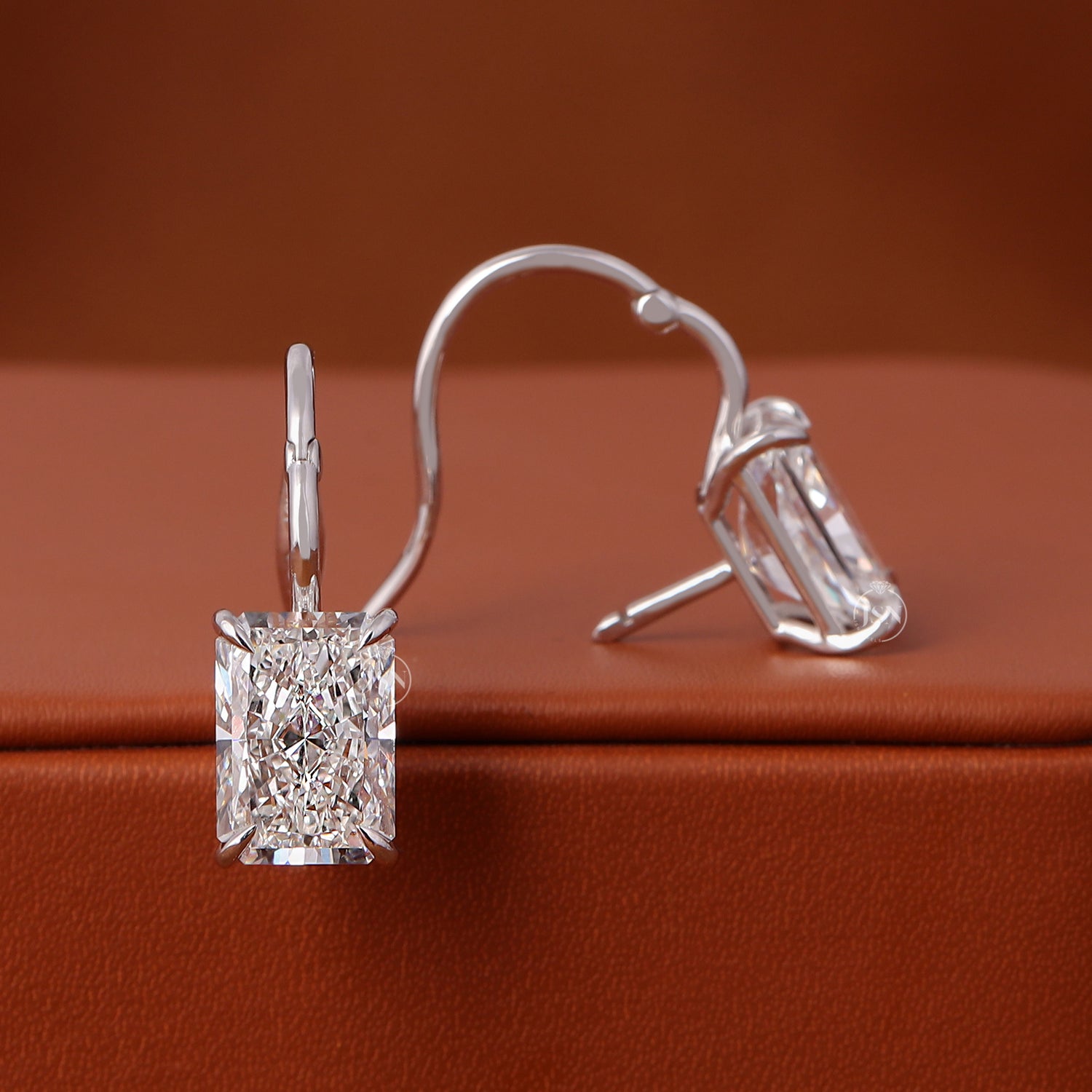 Radiant Lab Grown Diamond Drop Earring 14K White Gold Solitaire Elegant Bridal Jewelry