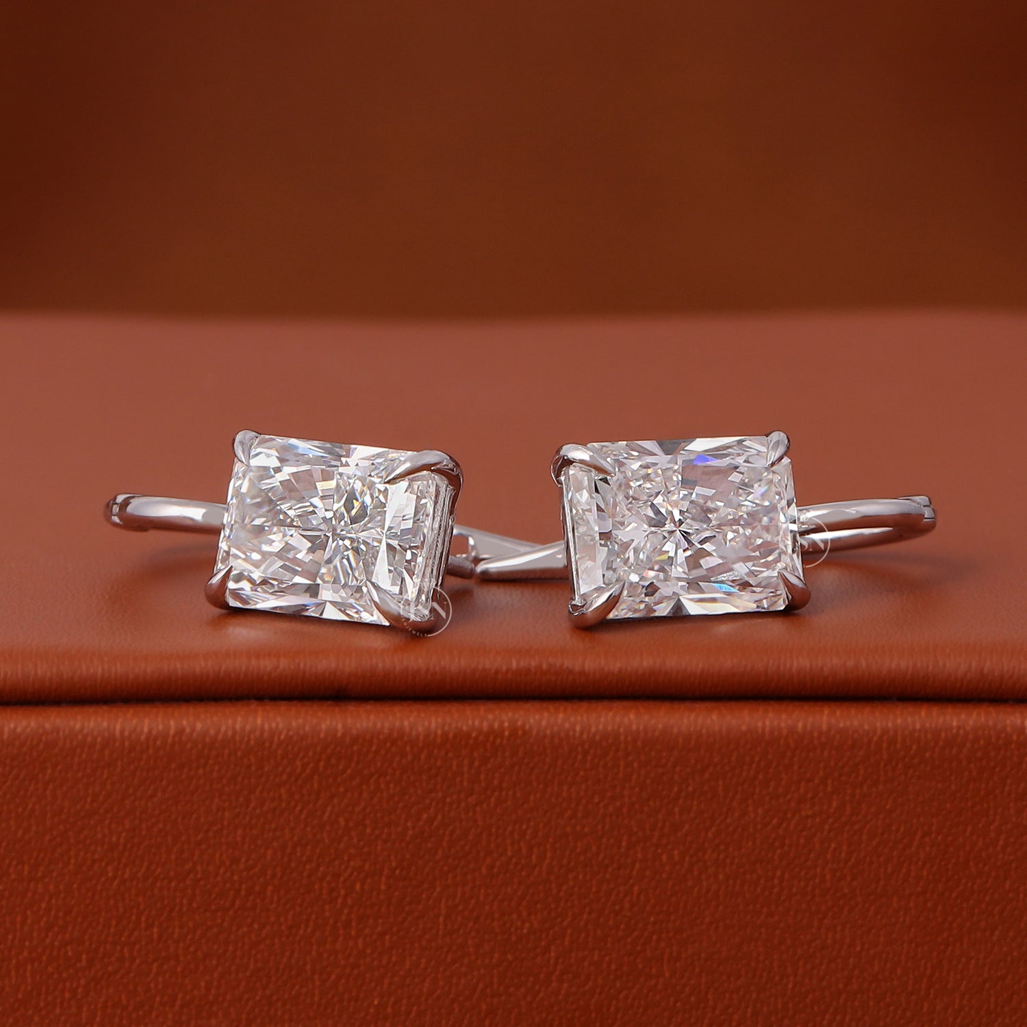 Radiant Lab Grown Diamond Drop Earring 14K White Gold Solitaire Elegant Bridal Jewelry