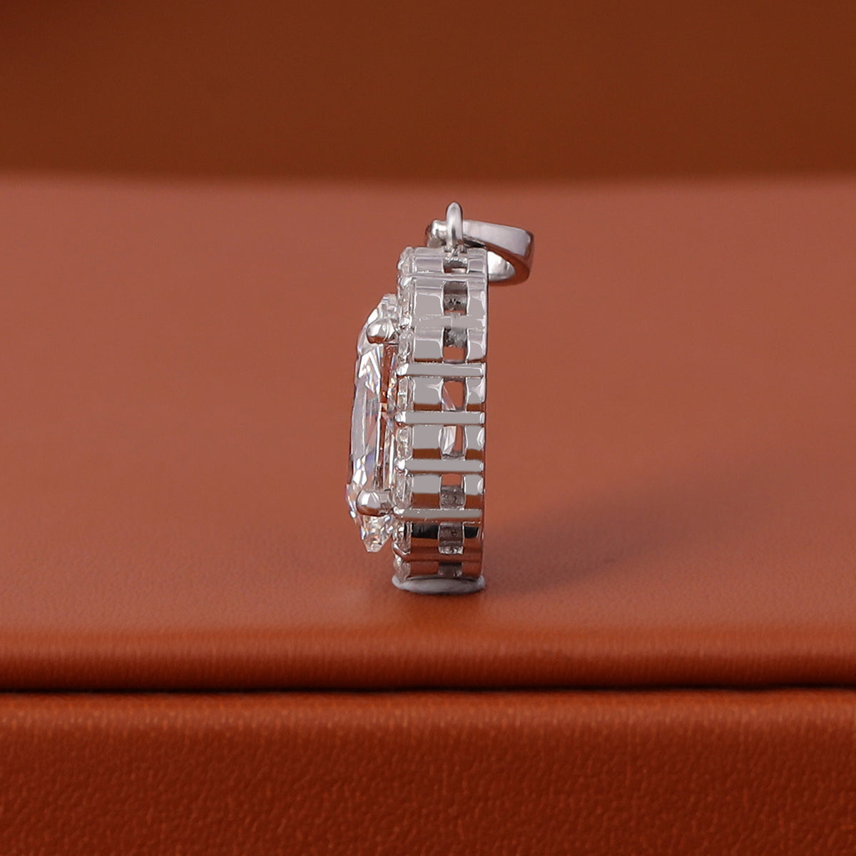 2ct Old Mine Elongated Cushion Lab Diamond Halo Pendant, Solid Gold (IGI Certified)