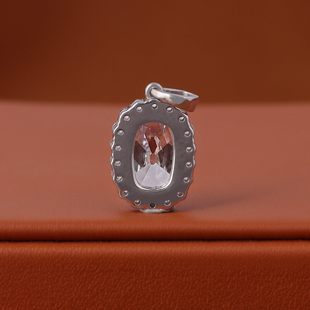2ct Old Mine Elongated Cushion Lab Diamond Halo Pendant, Solid Gold (IGI Certified)