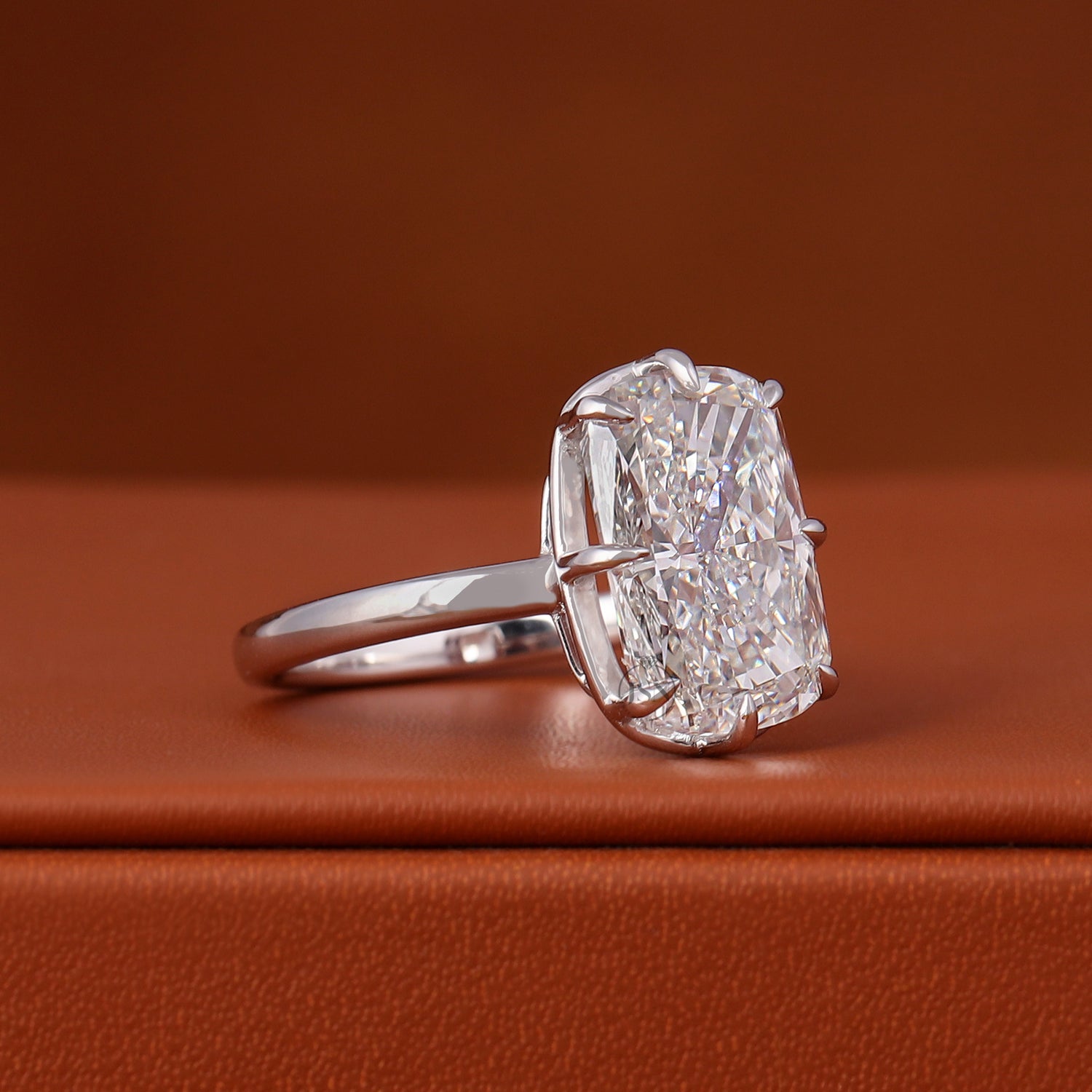5 Carat Cushion Cut Lab Grown Diamond Solitaire Engagement Ring 14K Solid Gold IGI Certified
