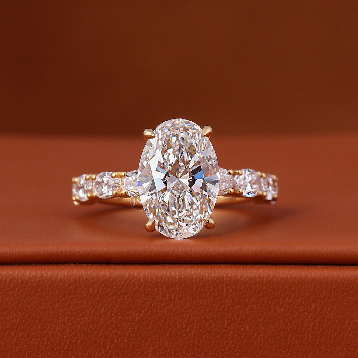 3 CT Oval Cut Lab Grown Diamond Engagement Ring 14k Yellow Gold Pave Setting IGI Certified