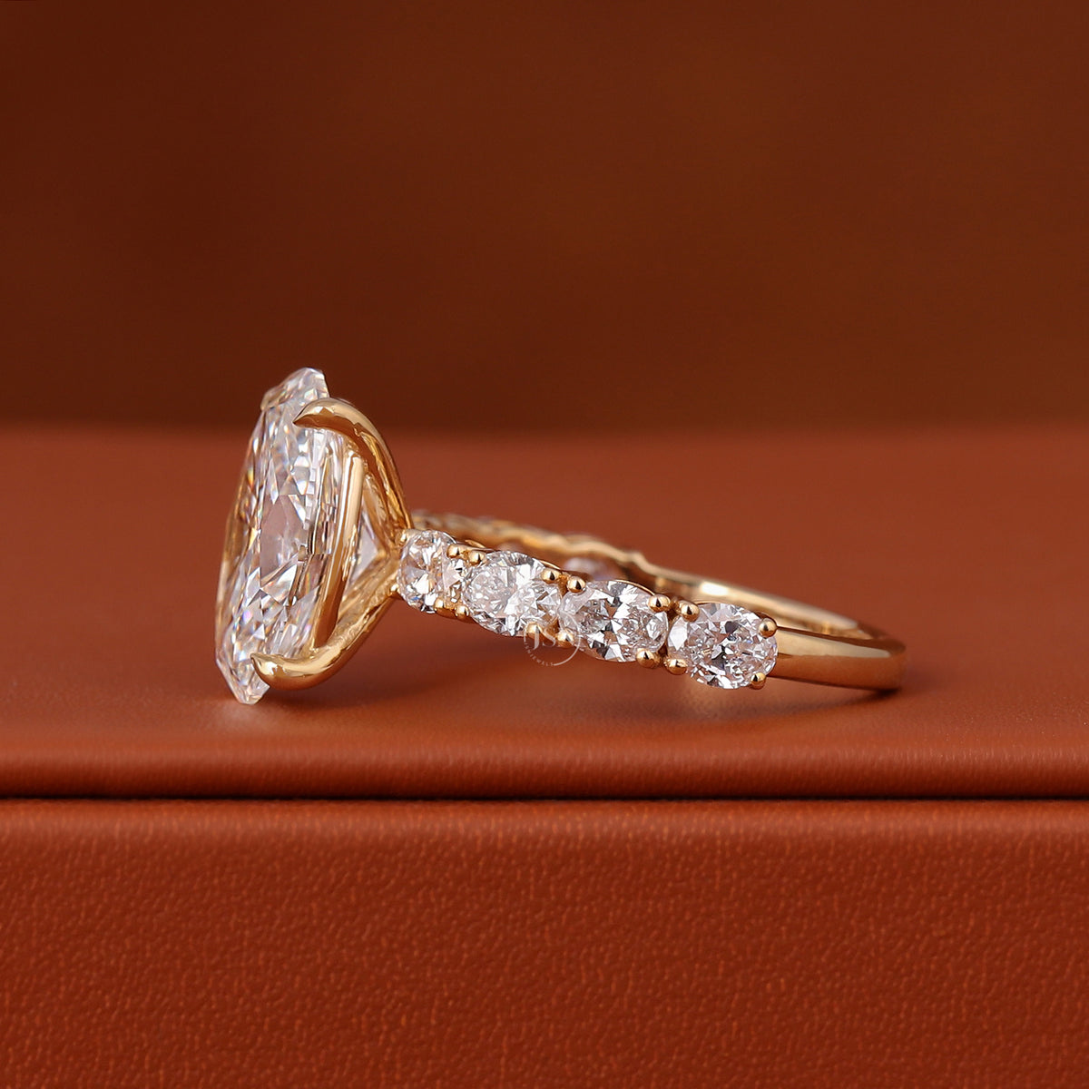 3 CT Oval Cut Lab Grown Diamond Engagement Ring 14k Yellow Gold Pave Setting IGI Certified