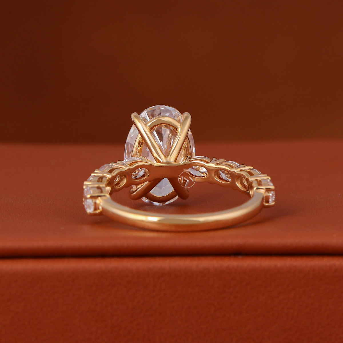 3 CT Oval Cut Lab Grown Diamond Engagement Ring 14k Yellow Gold Pave Setting IGI Certified