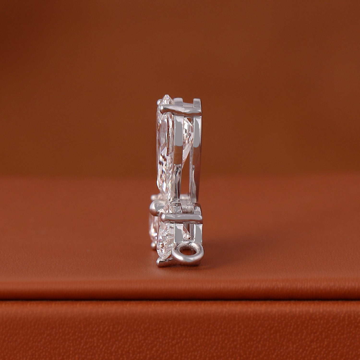 Three Stone Pear Cut Lab Diamond Pendant 14K Solid Gold Diamond Necklace IGI Certified