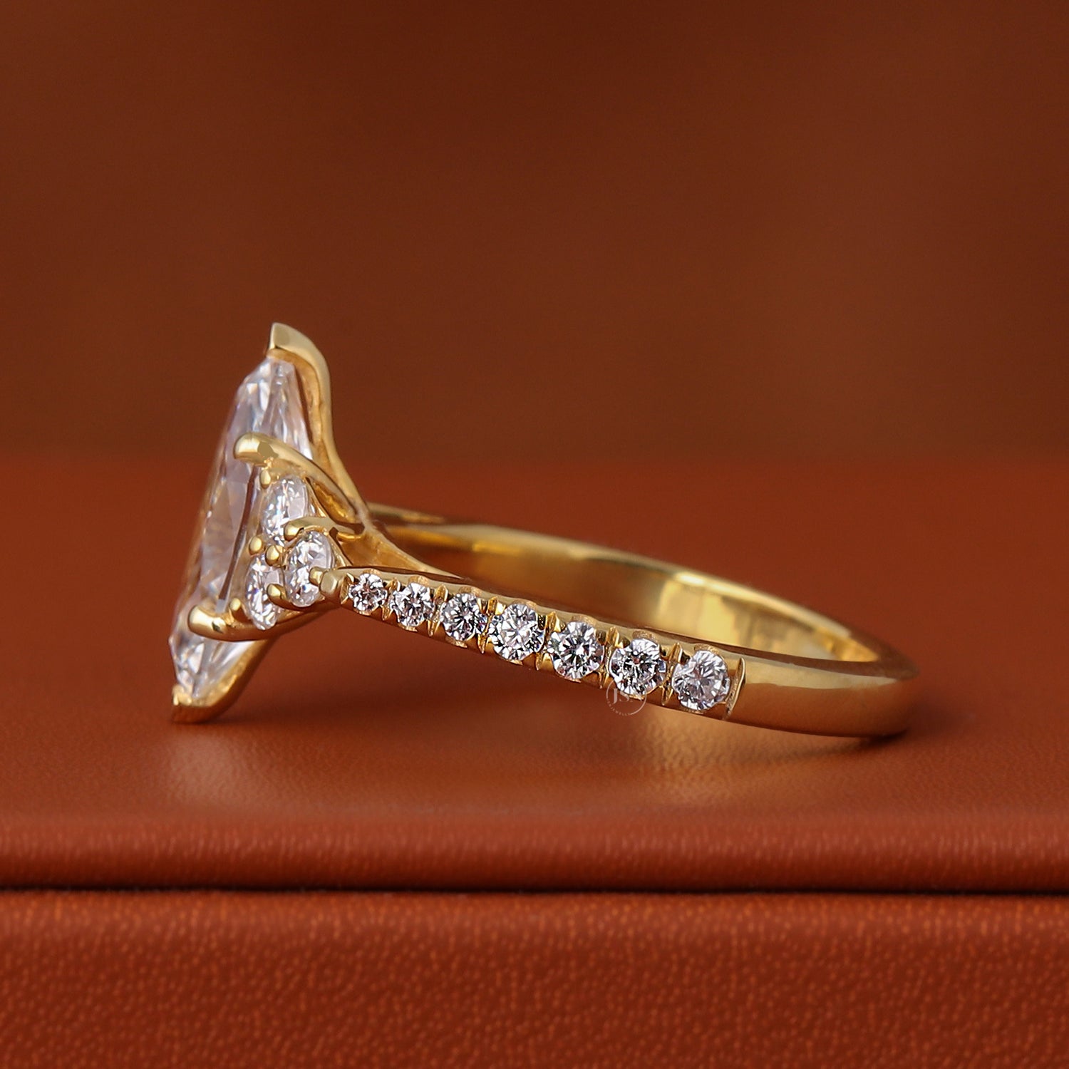 3 CT Marquise Cut Lab Grown Diamond Pave Engagement Ring 14K Yellow Gold Vintage Cluster Setting IGI Certified
