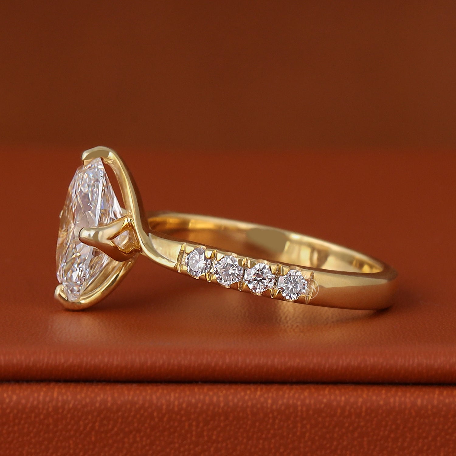 1.50 CT Oval Lab-Grown Diamond Engagement Ring 14k Solid Gold Pave Band (IGI Certified)