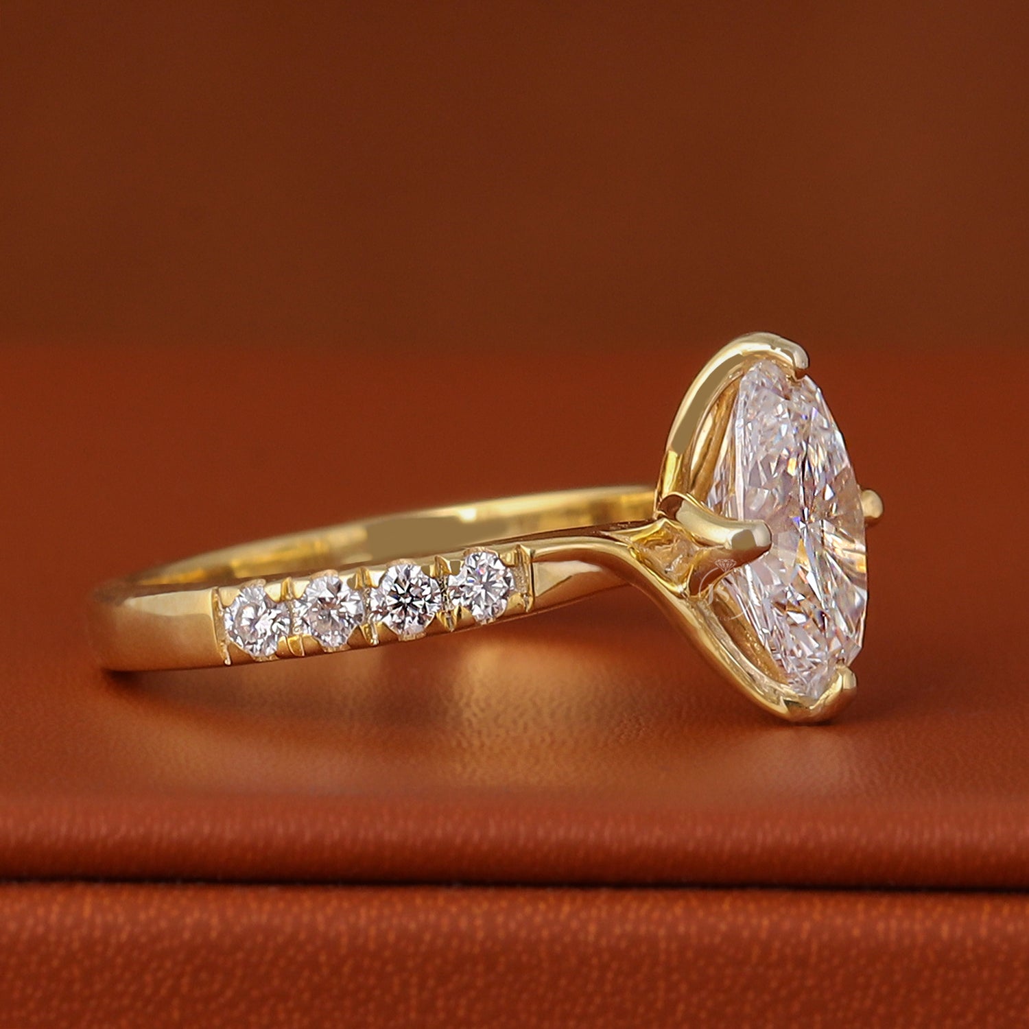 1.50 CT Oval Lab-Grown Diamond Engagement Ring 14k Solid Gold Pave Band (IGI Certified)