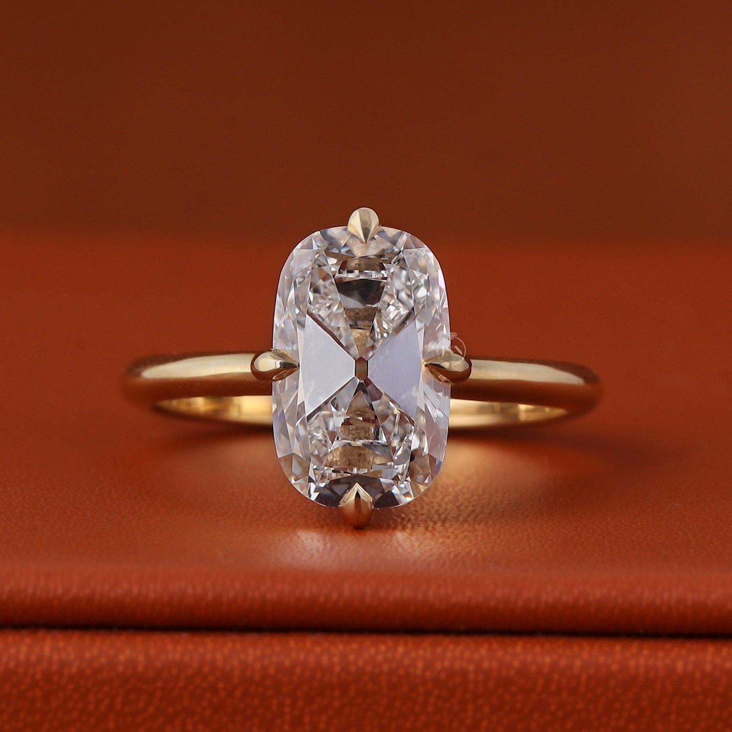 4 CT Old Mine Elongated Cushion Lab Diamond Engagement Ring Solitaire Wedding Band IGI Certified