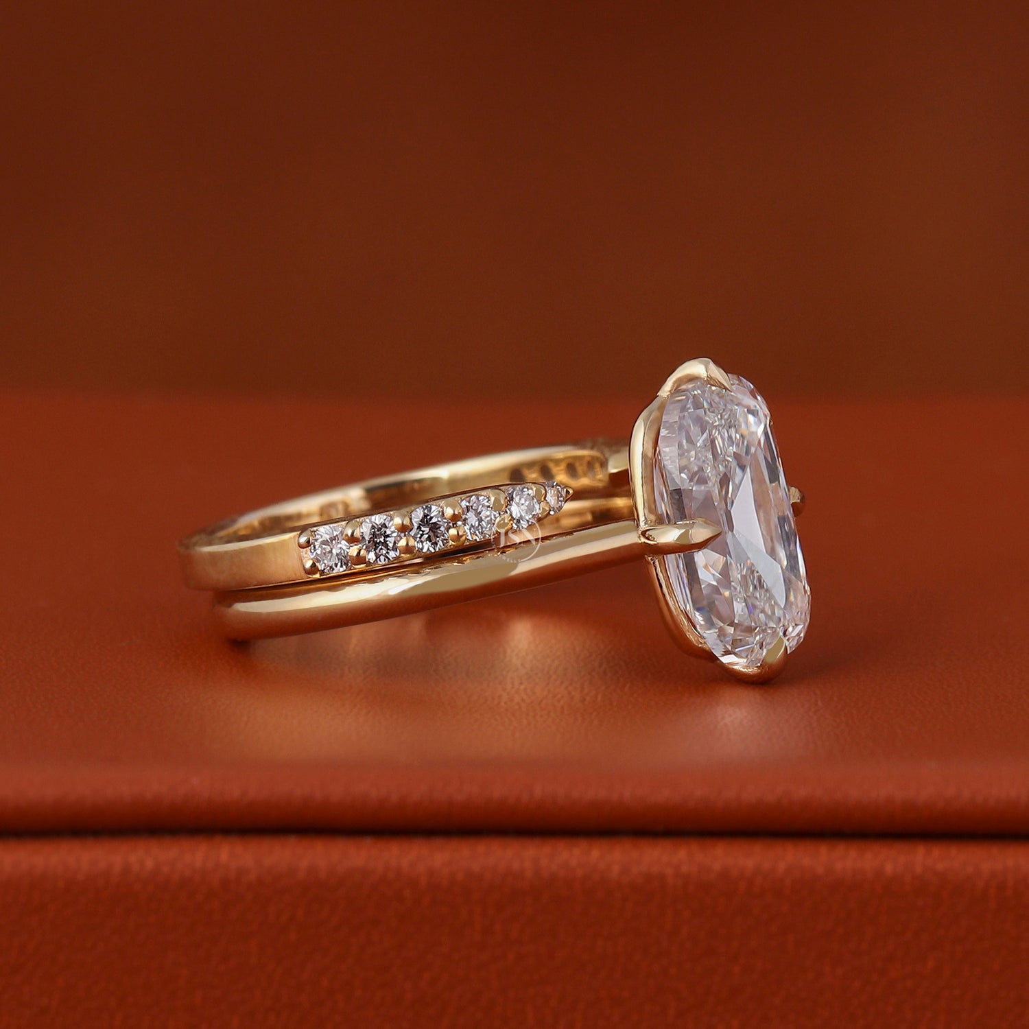 4 CT Cushion Old Mine Cut Lab Diamond Bridal Ring Set Solitaire Anniversary Ring 14k Solid Gold