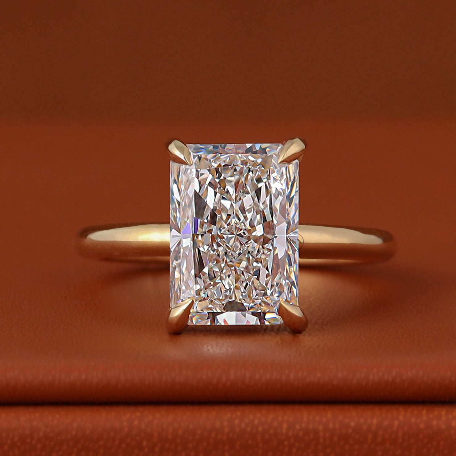 3.50 CT Radiant Cut Lab-Grown Diamond Solitaire Engagement Ring 14k Solid Gold