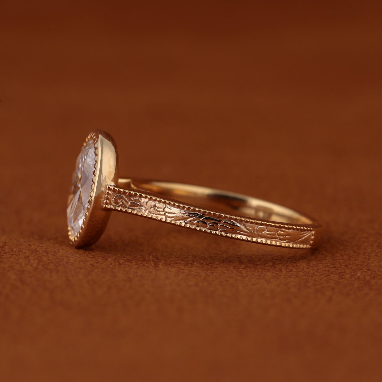 Elegant Pear Shaped Lab Grown Diamond  Engagement Ring 14k Solid Gold Featuring Princess Cut Diamond