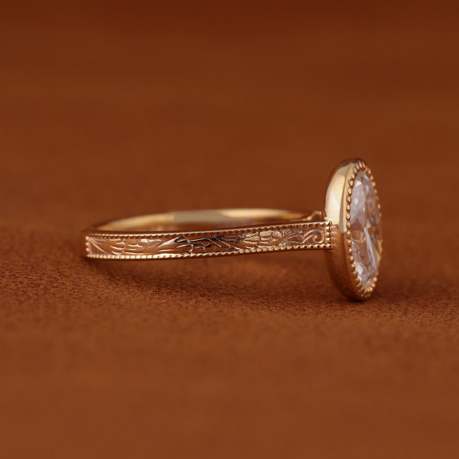 Elegant Pear Shaped Lab Grown Diamond  Engagement Ring 14k Solid Gold Featuring Princess Cut Diamond
