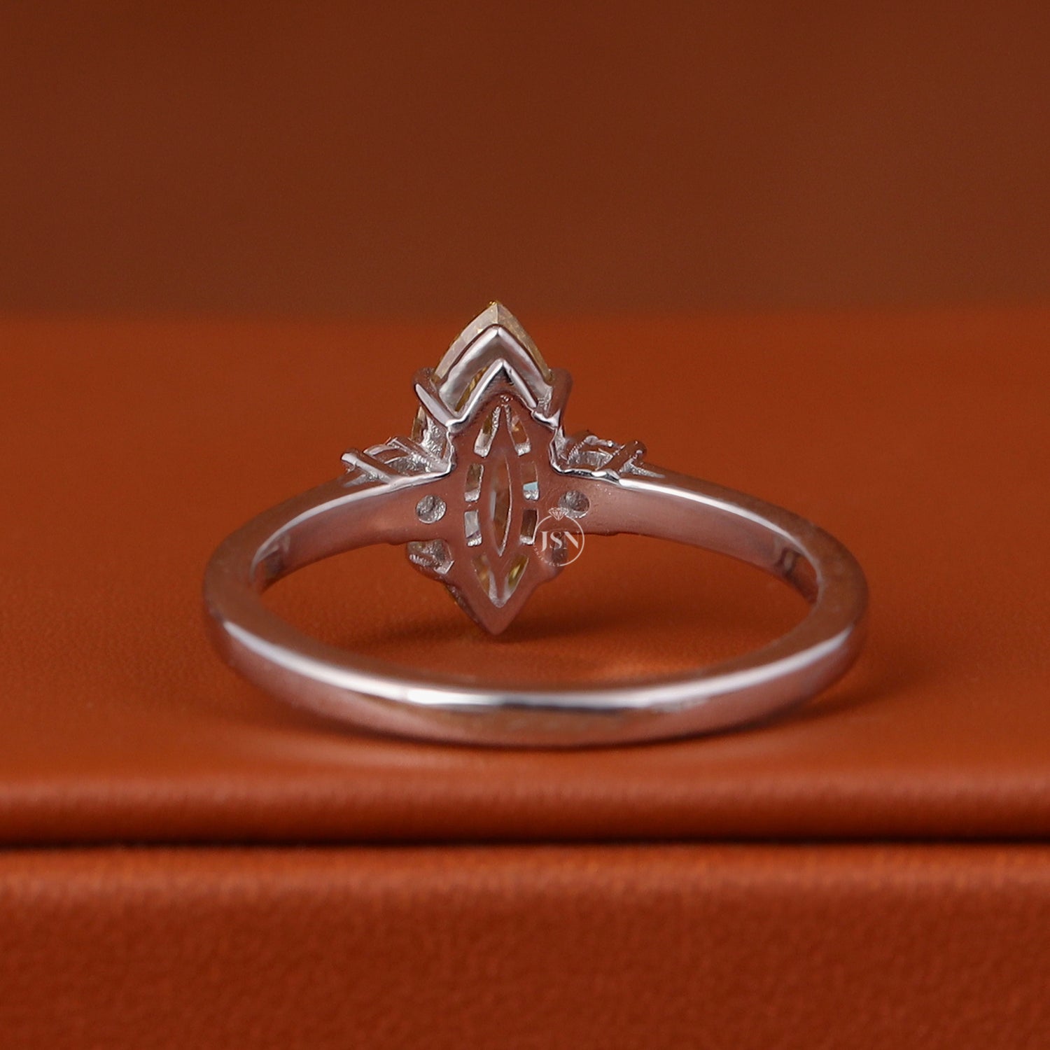 2 Carat Marquise Cut Yellow Lab Grown Diamond Engagement Ring White Gold Three Stone Ring