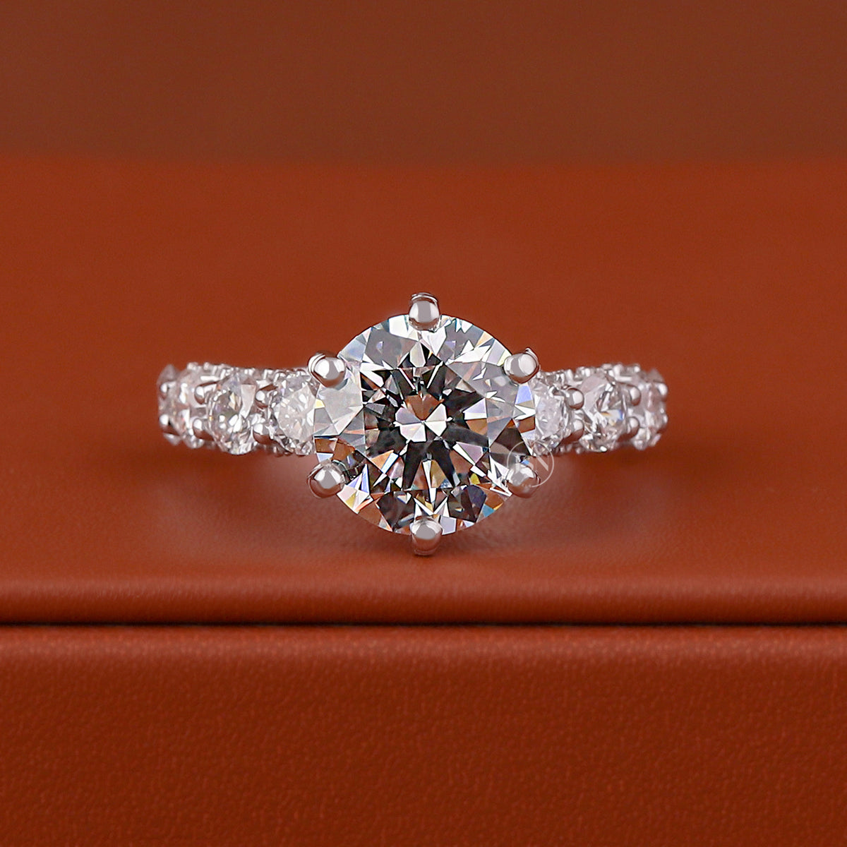 3 Carat Round Lab Diamond Engagement Ring, 14k White Gold Hidden Halo Pave