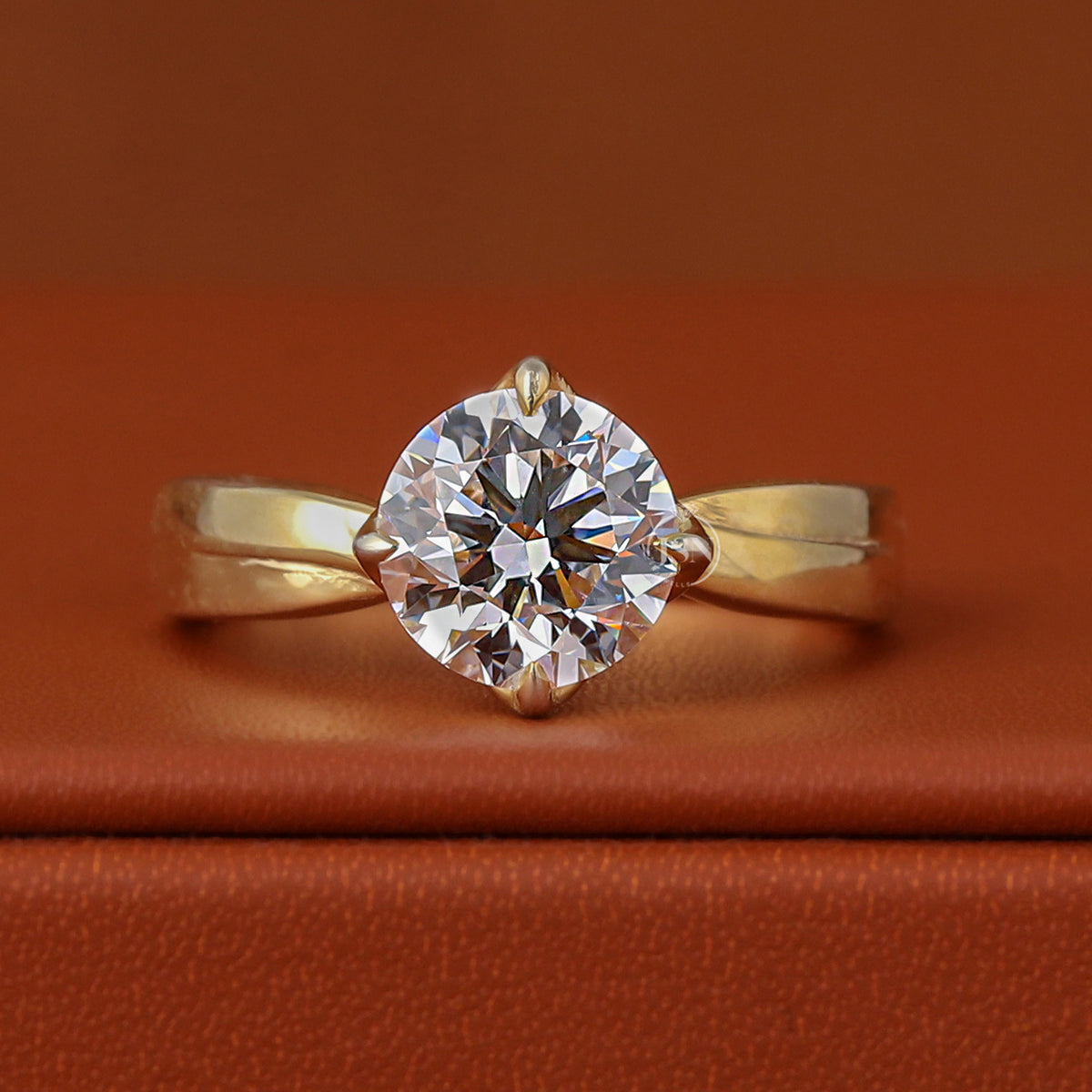 2 CT Round Cut Lab Diamond Solitaire Engagement Ring 14k Yellow Gold IGI Certified