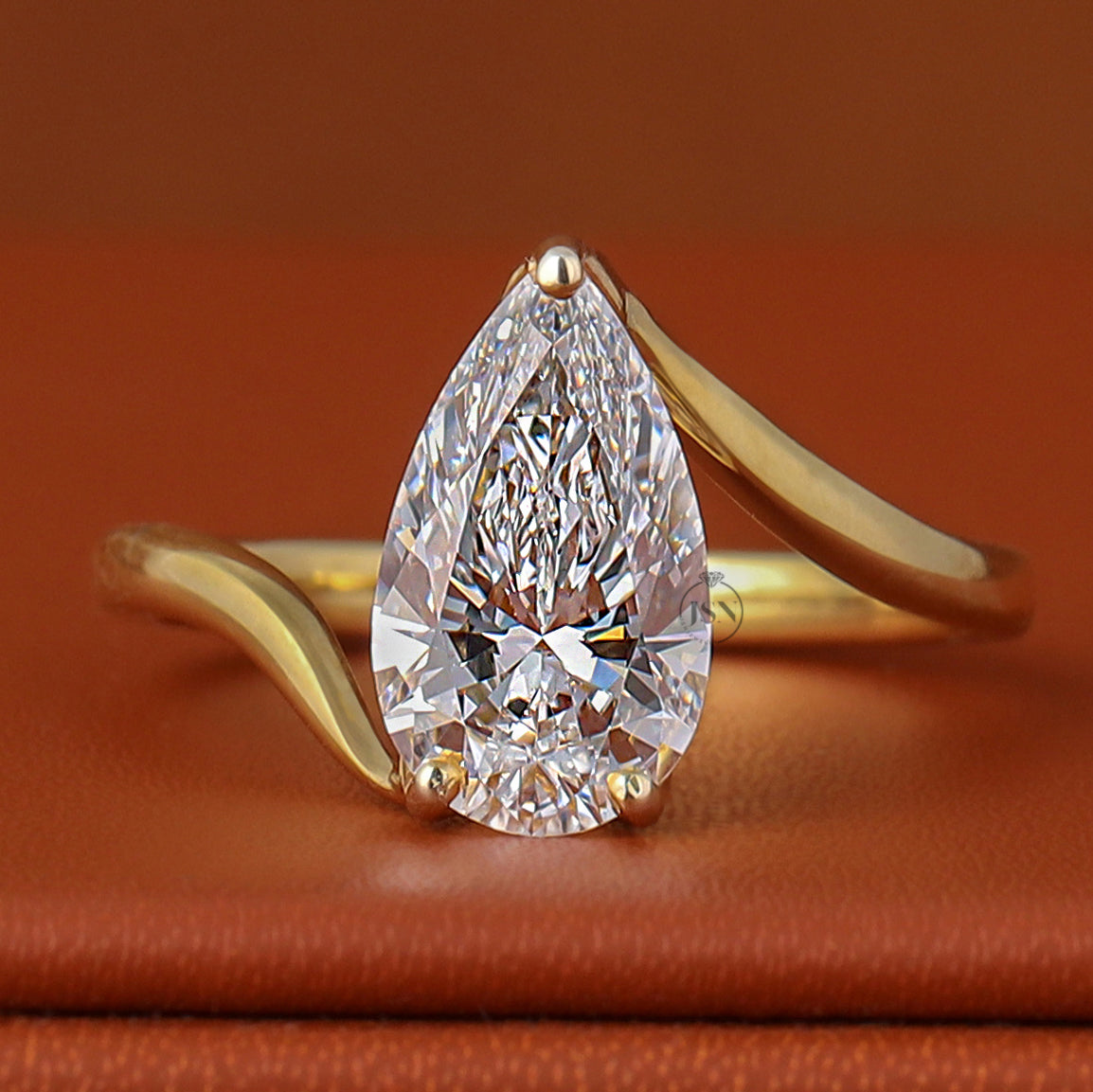 2.50 CT Pear Cut Lab Diamond Solitaire Engagement Ring Bypass Setting IGI Certified Solid Yellow Gold