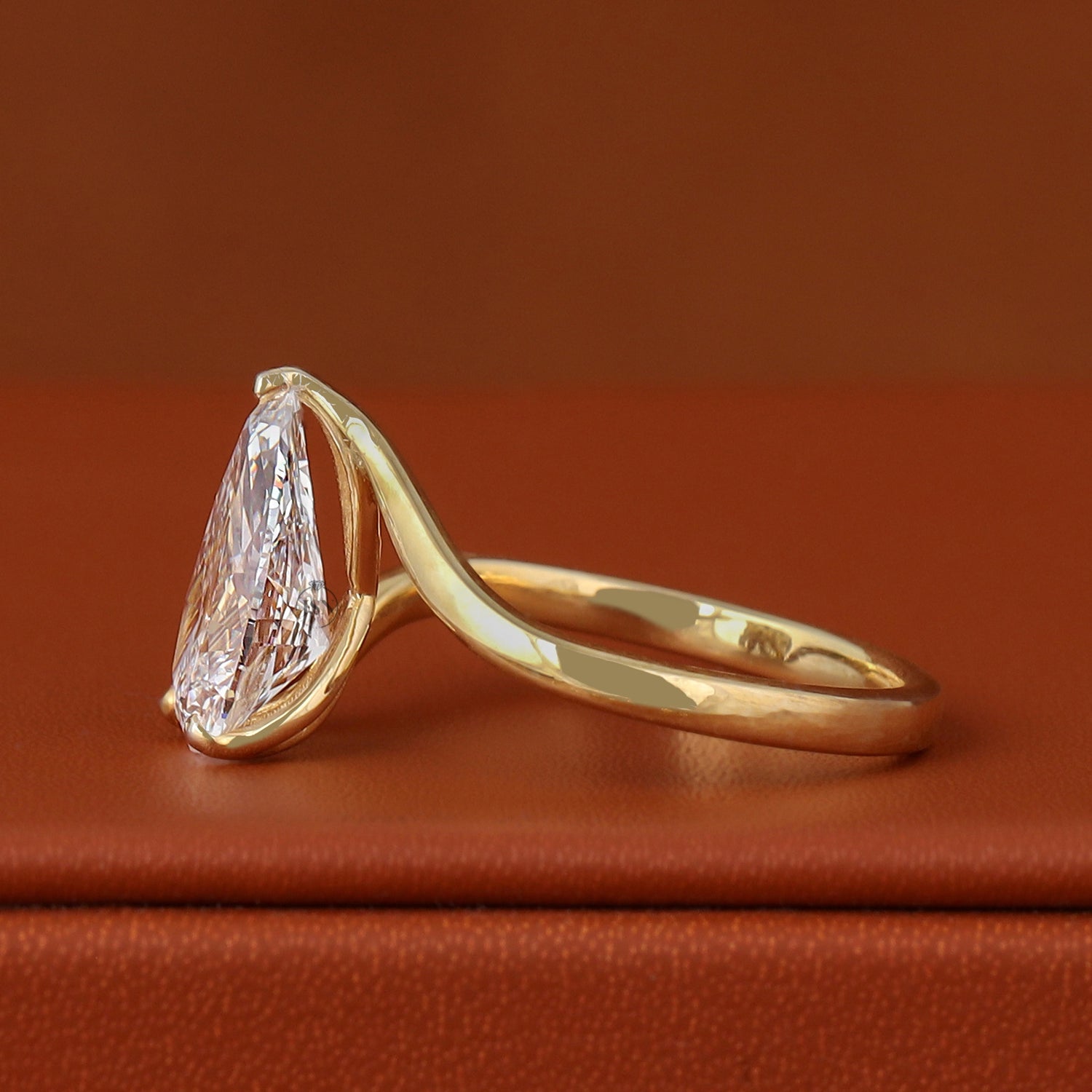 2.50 CT Pear Cut Lab Diamond Solitaire Engagement Ring Bypass Setting IGI Certified Solid Yellow Gold