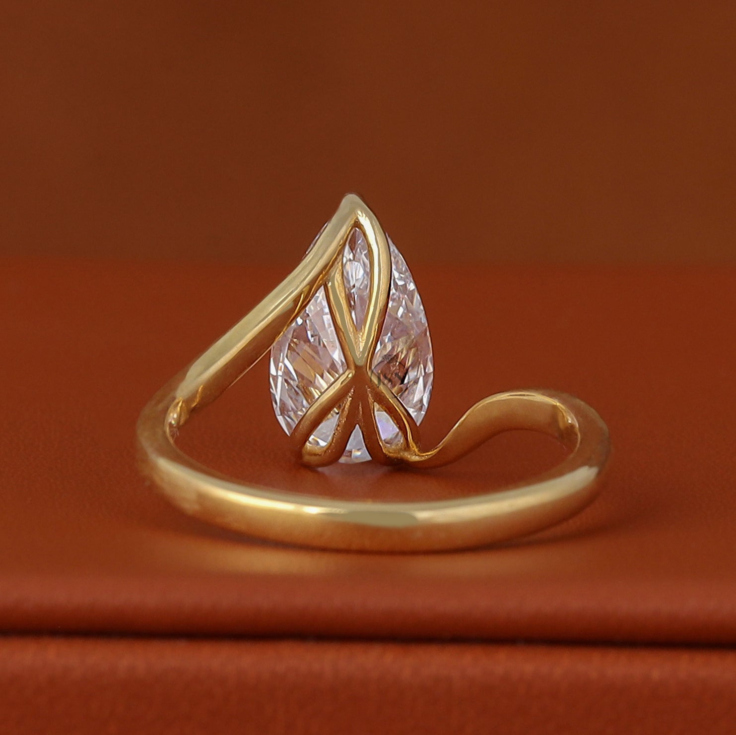 2.50 CT Pear Cut Lab Diamond Solitaire Engagement Ring Bypass Setting IGI Certified Solid Yellow Gold
