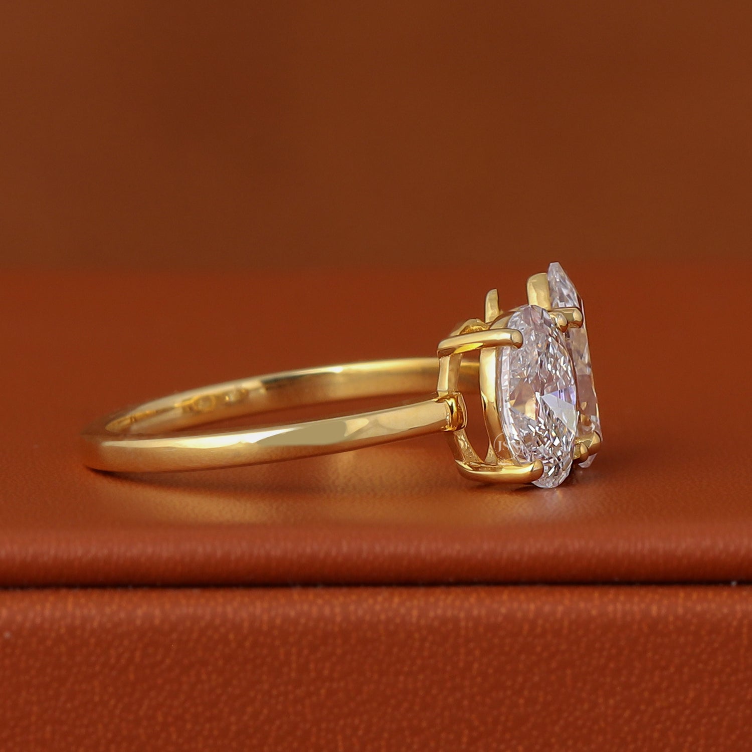 2.00 TCW Pear + Oval Cut Lab Grown Diamond Engagement Ring 14k Solid Gold Two Stone Wedding Band Toi et Moi Ring