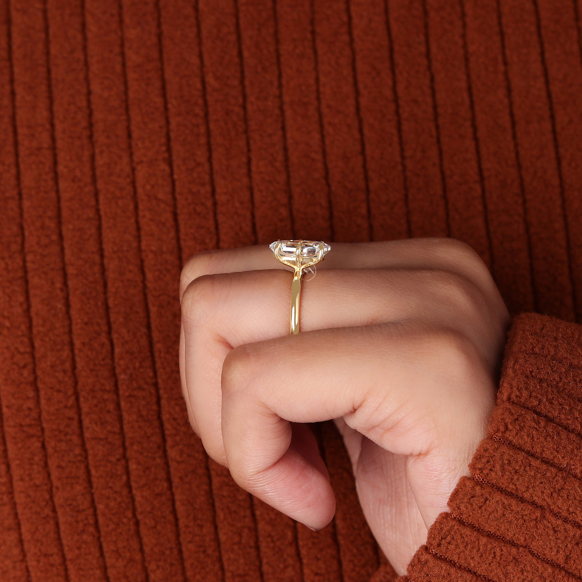 3 CT Step Oval Cut Lab Diamond Engagement Ring 14K Solid Gold IGI Certified