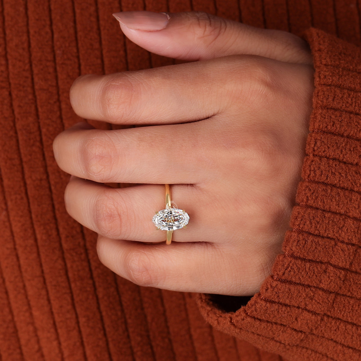 3 CT Step Oval Cut Lab Diamond Engagement Ring 14K Solid Gold IGI Certified