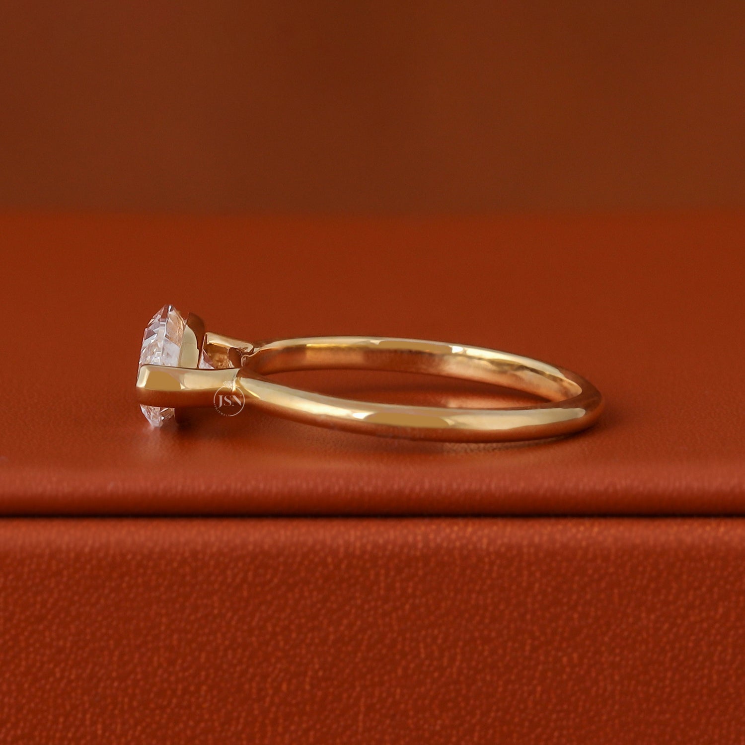 East West Marquise Lab Grown Diamond Engagement Ring: 18K Yellow Gold Solitaire