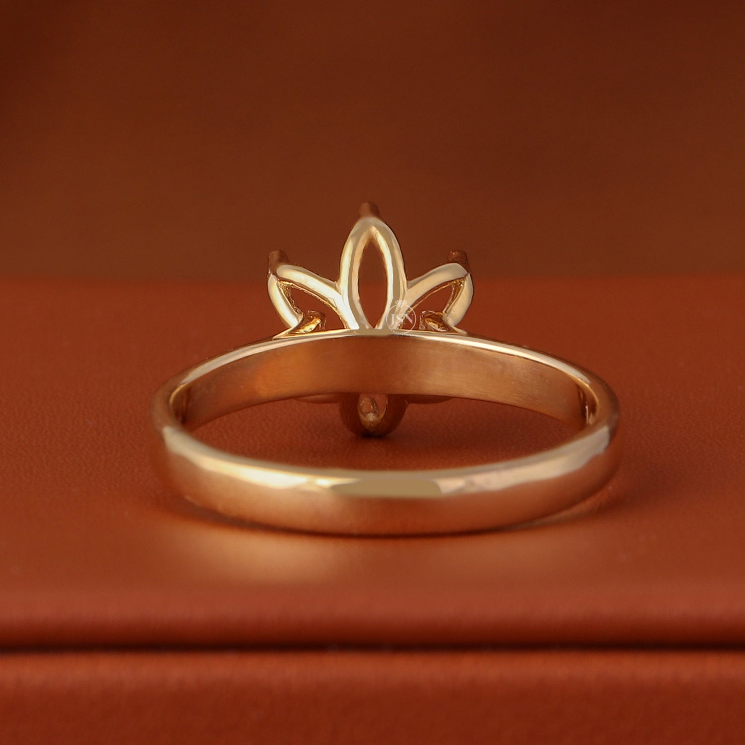Vintage 14K Gold Flower Tulip Engagement Ring Setting, Petal Cathedral Basket