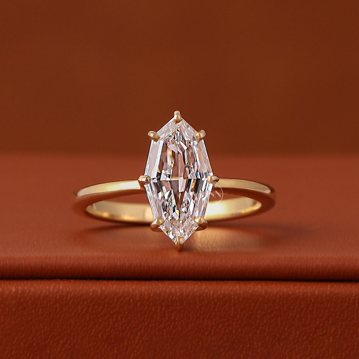 Step Marquise Cut Lab Grown Diamond Solitaire Engagement Ring Eight Prong Setting 14k Gold