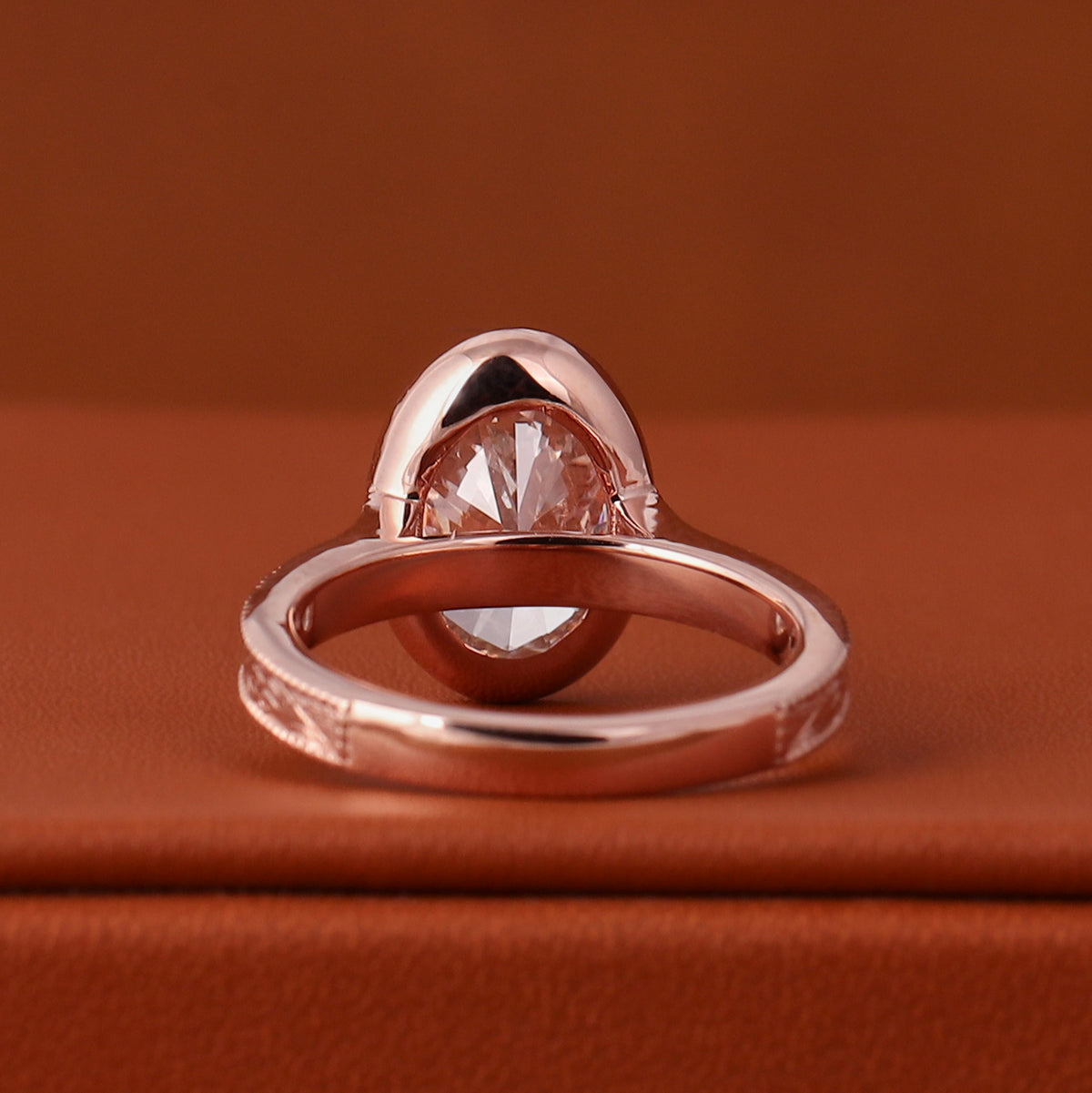 3 CT Oval Cut Lab Grown Diamond Solitaire Engagement Ring 14K Gold Bezel Vintage Shank IGI Certified