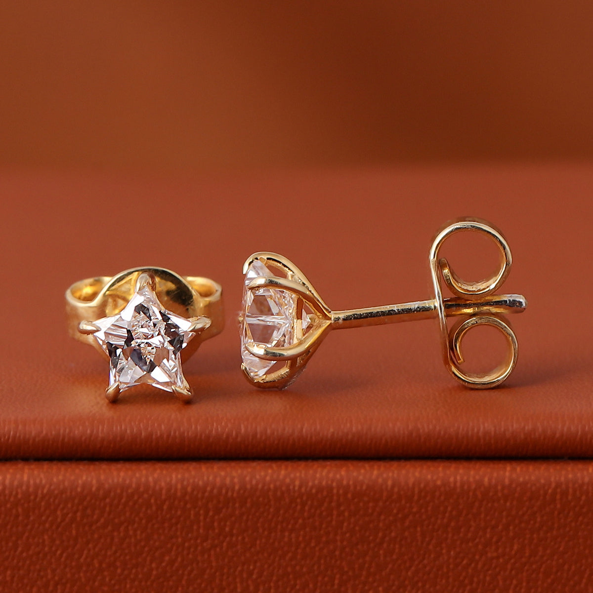 Star Cut Lab Diamond Stud Earrings 14K Solid Gold Minimalist Everyday Earrings Celestial Jewelry