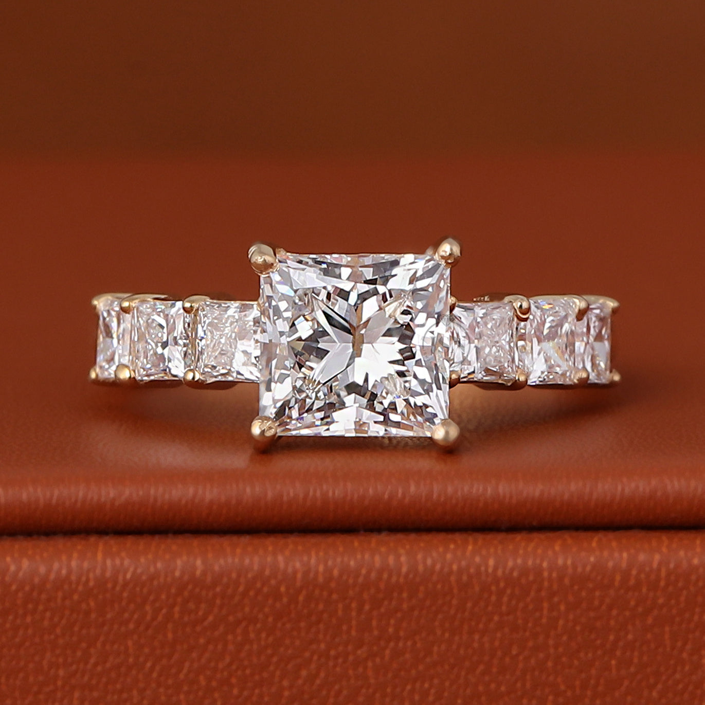 2 CT Princess Cut Lab Grown Diamond Pave Engagement Ring 14k Gold IGI Certified