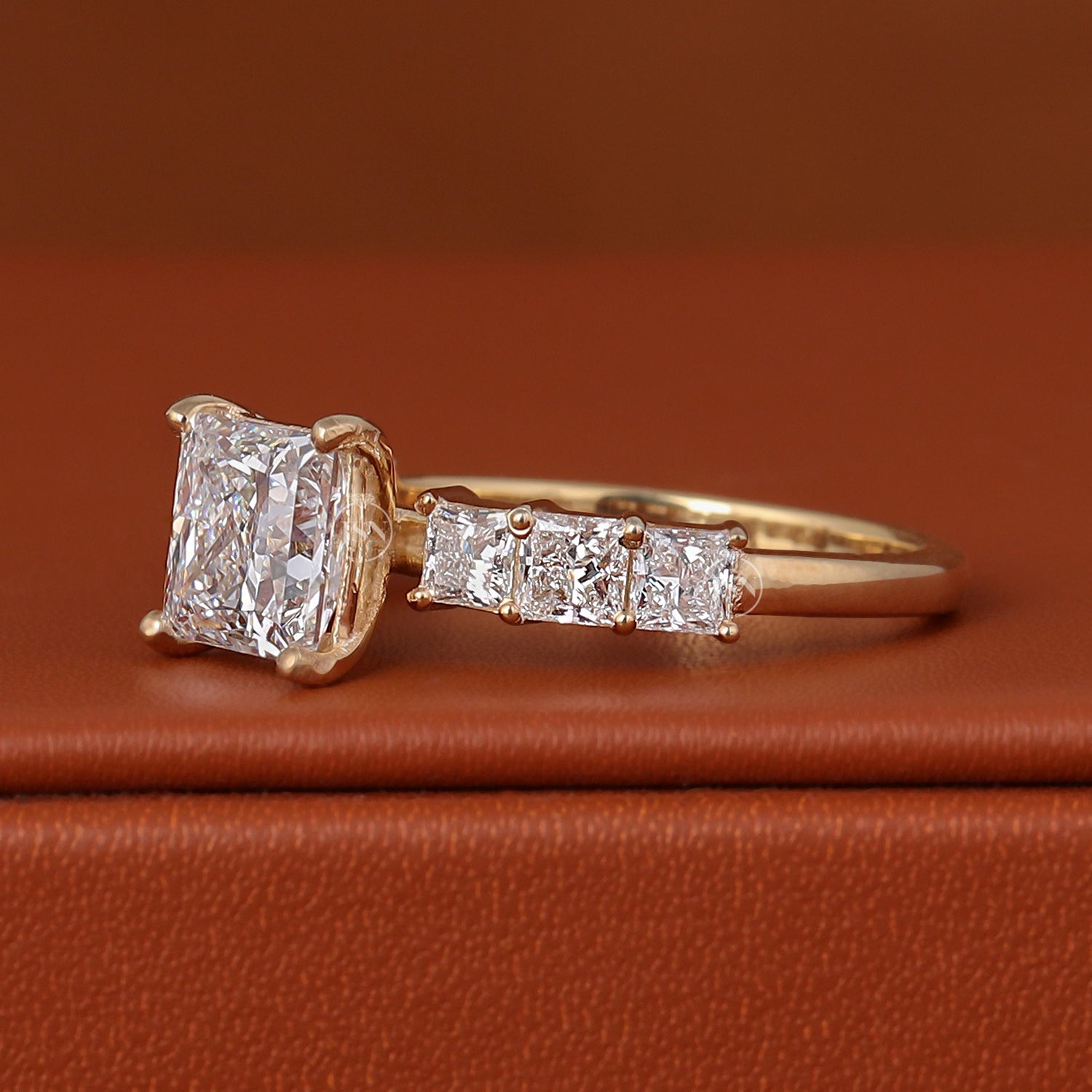 2 CT Princess Cut Lab Grown Diamond Pave Engagement Ring 14k Gold IGI Certified